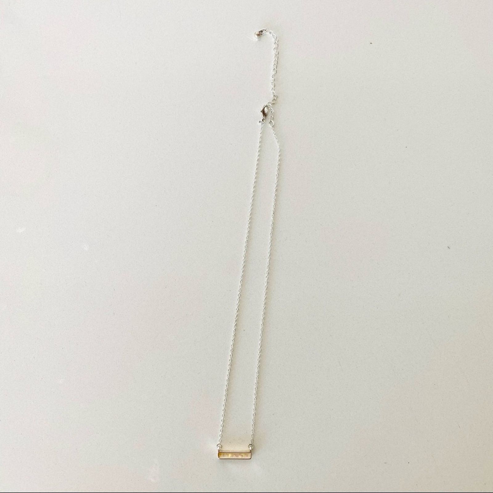 NORDSTROM Silver Chain Sparkle Bar Charm Choker Necklace
