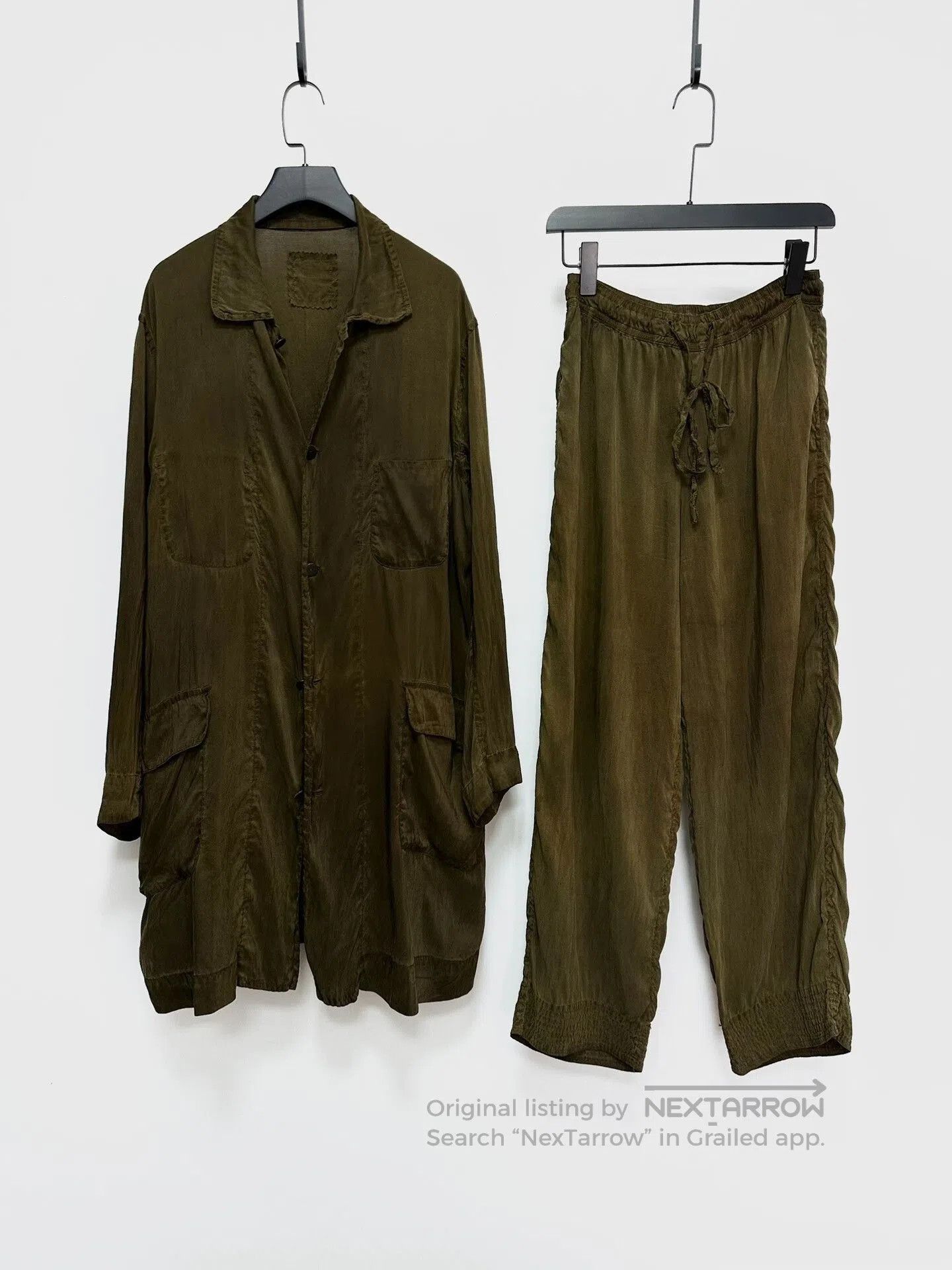 Casey Vidalenc olive silk outfit by chez vidalenc. Size M / US 6-8 / IT 42-44 - 1 Thumbnail