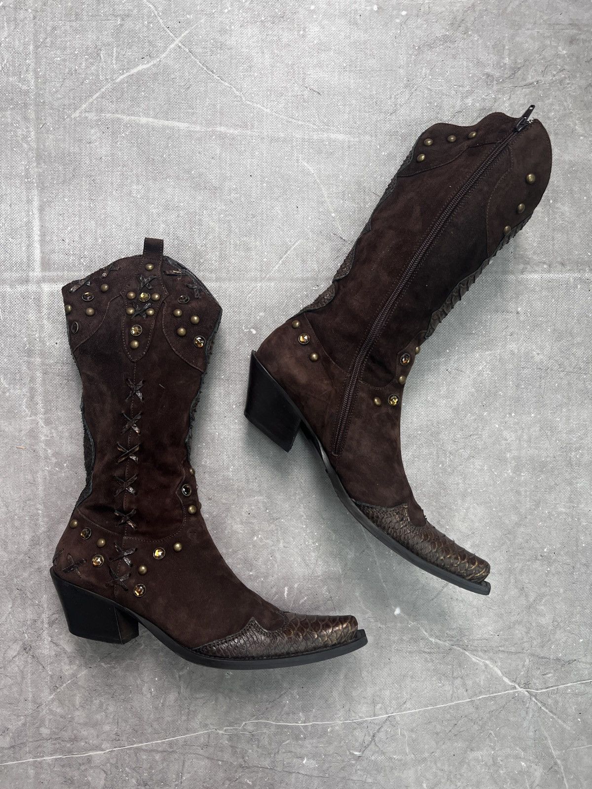 Western Rise Western Guidi style high moto boots fashion avant garde 90s Size US 8 / EU 41 - 7 Thumbnail