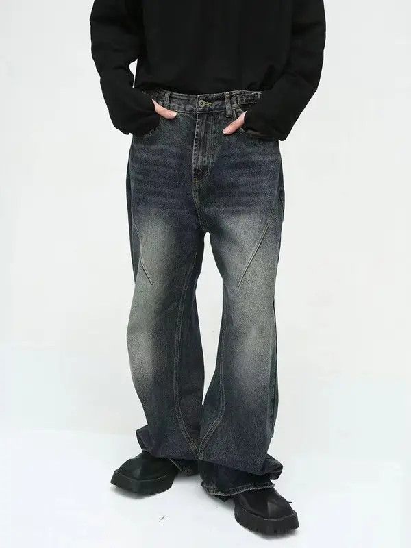 VIBE Retro dark blue washed distressed straight-leg jeans Size US 32 / EU 48 - 3 Thumbnail