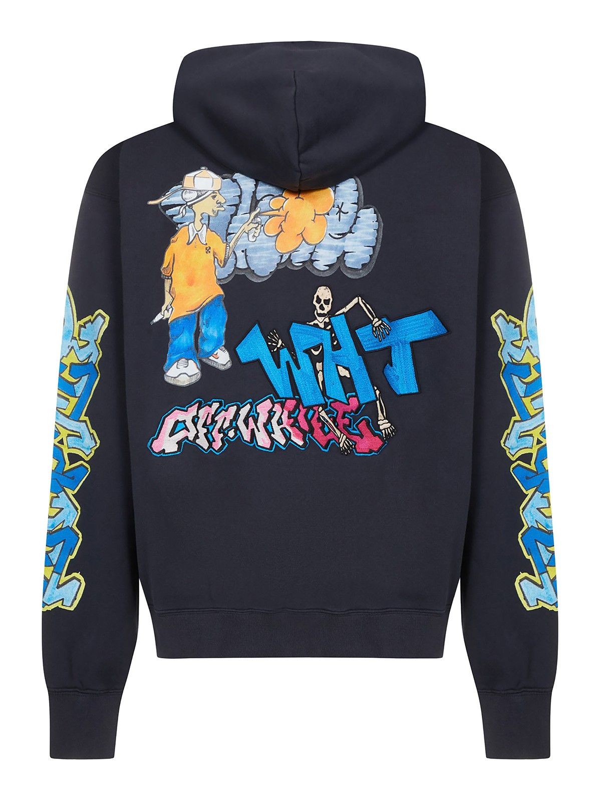 Off-White o1gr1nt1124 Graffiti Pupp Skate Hoodie in Outer Space Size US XXS / EU 40 - 2 Thumbnail