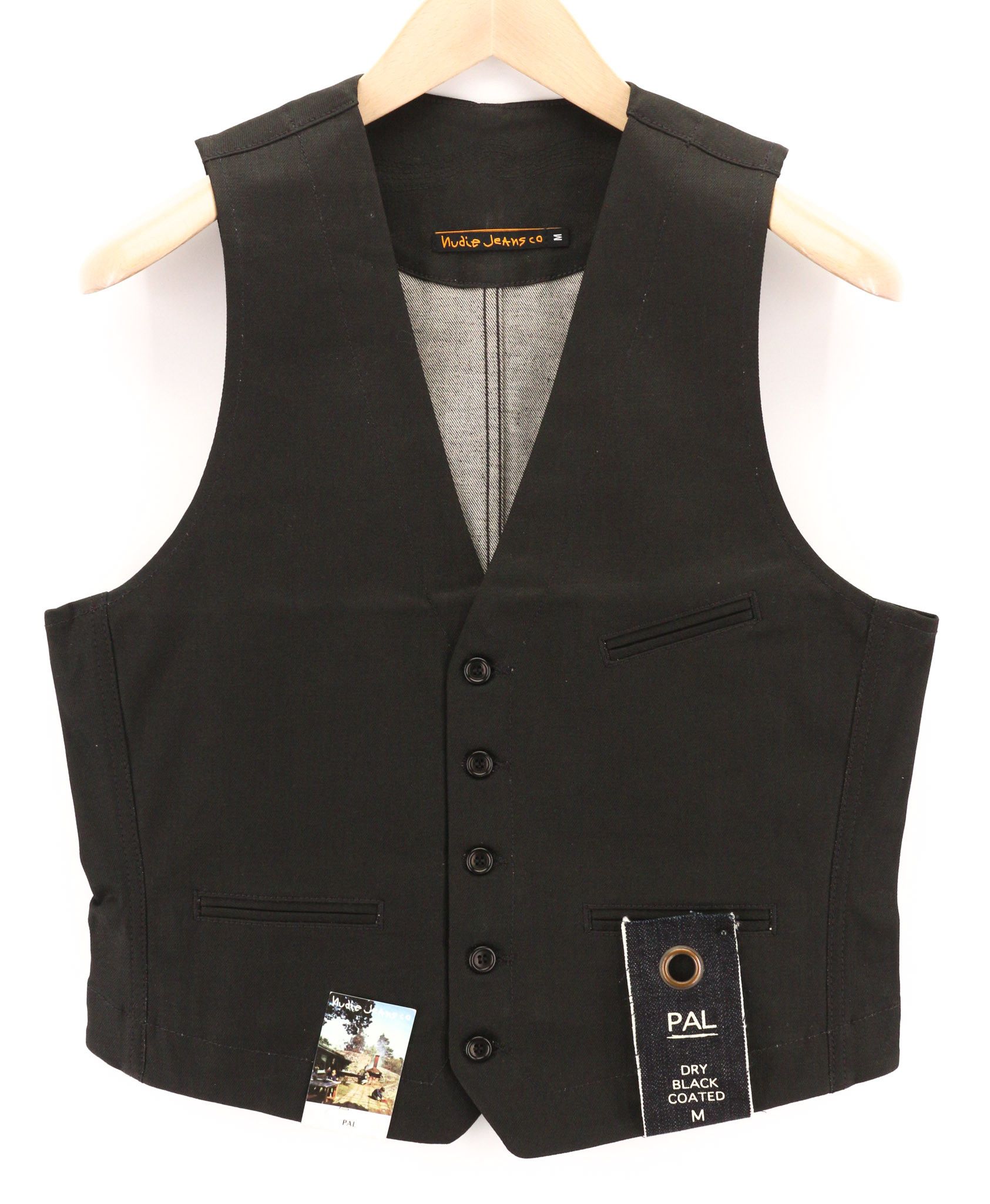 Nudie Jeans PAL M Dry Black Coated Half Belt Logo Vest 80728 Size US M / EU 48-50 / 2 - 1 Thumbnail