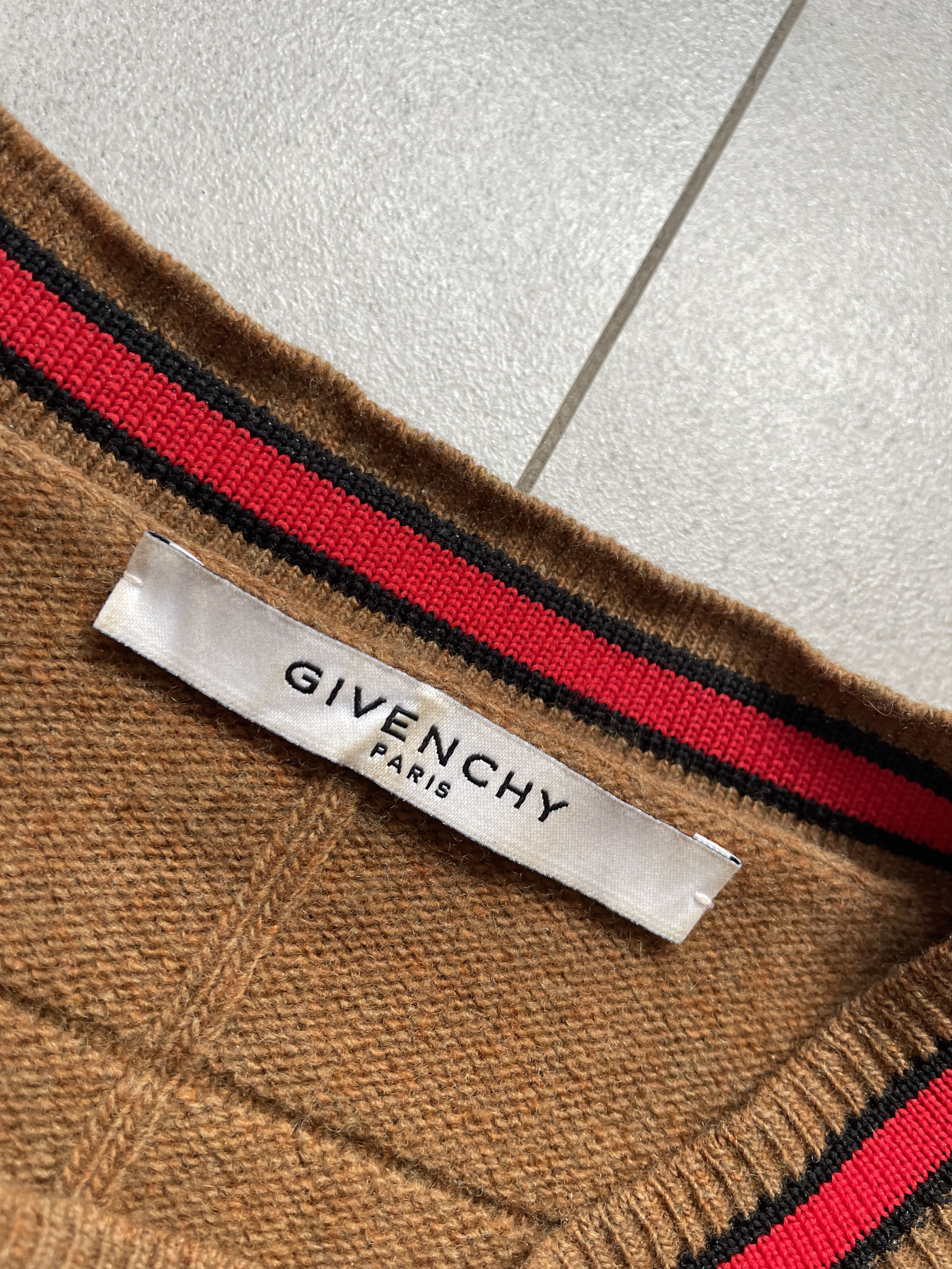 Givenchy GIVENCHY BROWN RED STRIPE WOOL SLIM FIT SWEATER Size US L / EU 52-54 / 3 - 4 Thumbnail