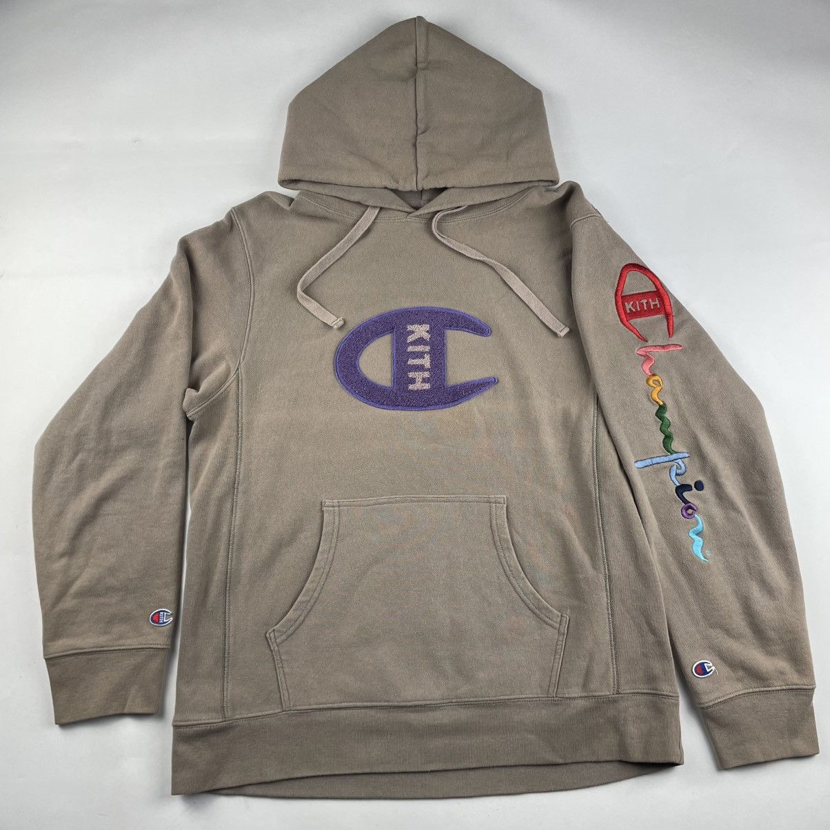 Kith x Champion Script Spellout Pullover Hoodie Sweatshirt