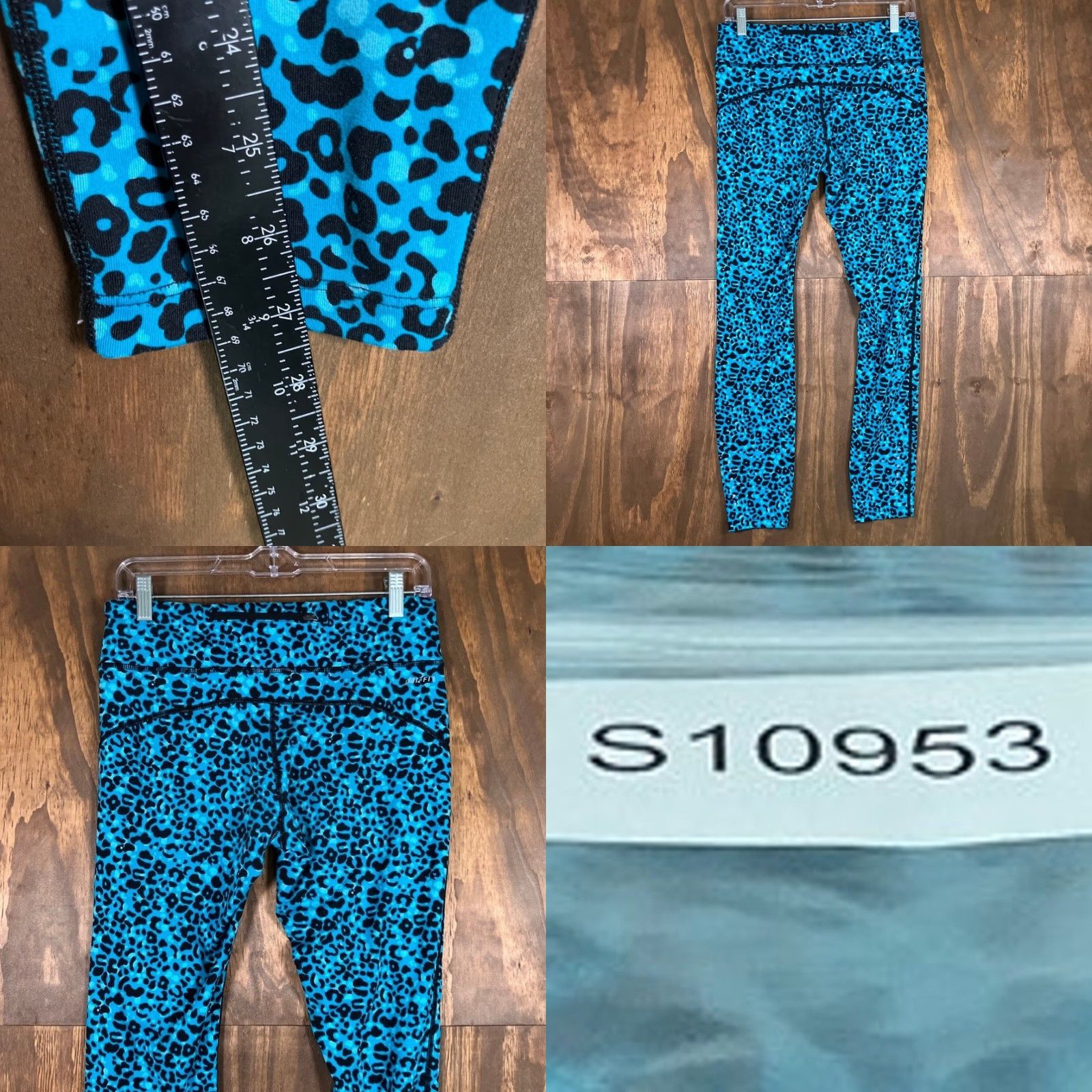 Nike Nike Dri Fit Womens Leggings Blue Black Leopard Pull On Medium Inseam 27.5in Lightweight Breathable Stretch Busy Activewear Casual Womens Size 32" / US 10 / IT 46 - 8 Thumbnail