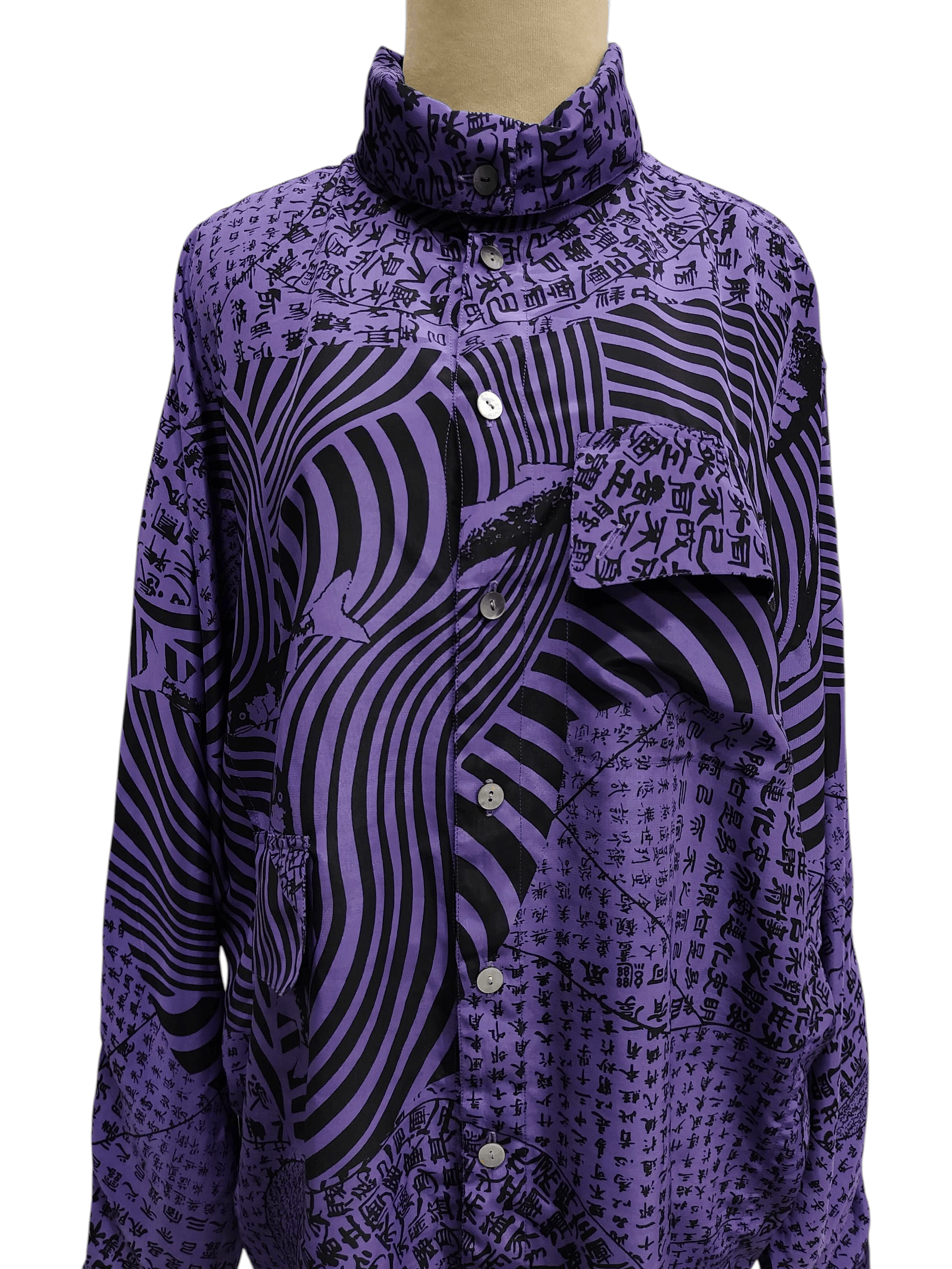 Kansai Yamamoto ARCHIVED📕80s Kansai O2 AOP Japanese Art Graphic Dress Shirt Size US L / EU 52-54 / 3 - 5 Thumbnail