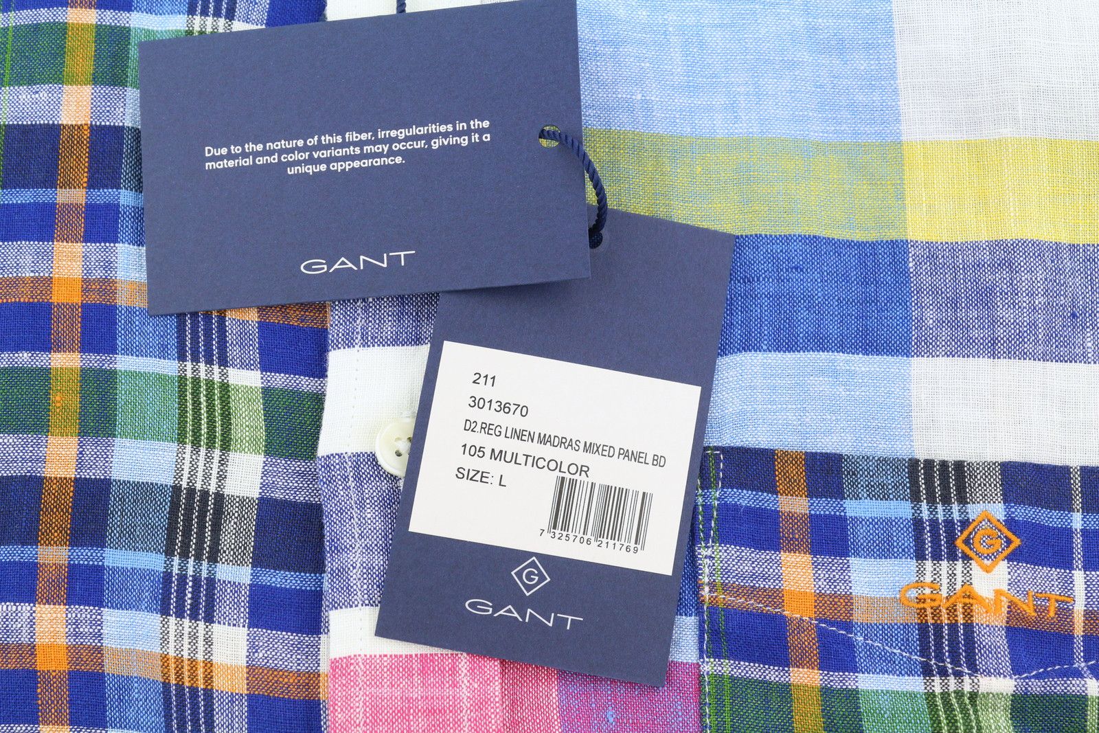 Gant MIXED PANEL LINEN MADRAS L Colourful Button-Down 87499 Size US L / EU 52-54 / 3 - 10 Thumbnail