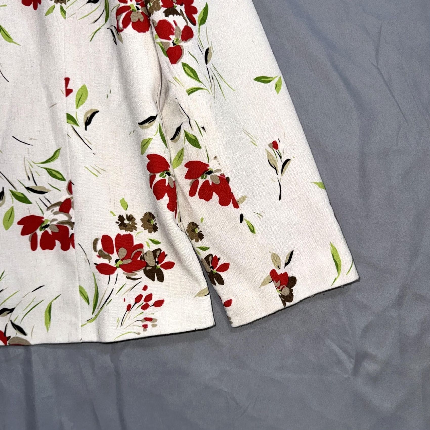 Vintage Sag Harbor Blazer Womens 12 White Floral Linen Blend Stretch Lined Jacket Size XL / US 12-14 / IT 48-50 - 7 Thumbnail