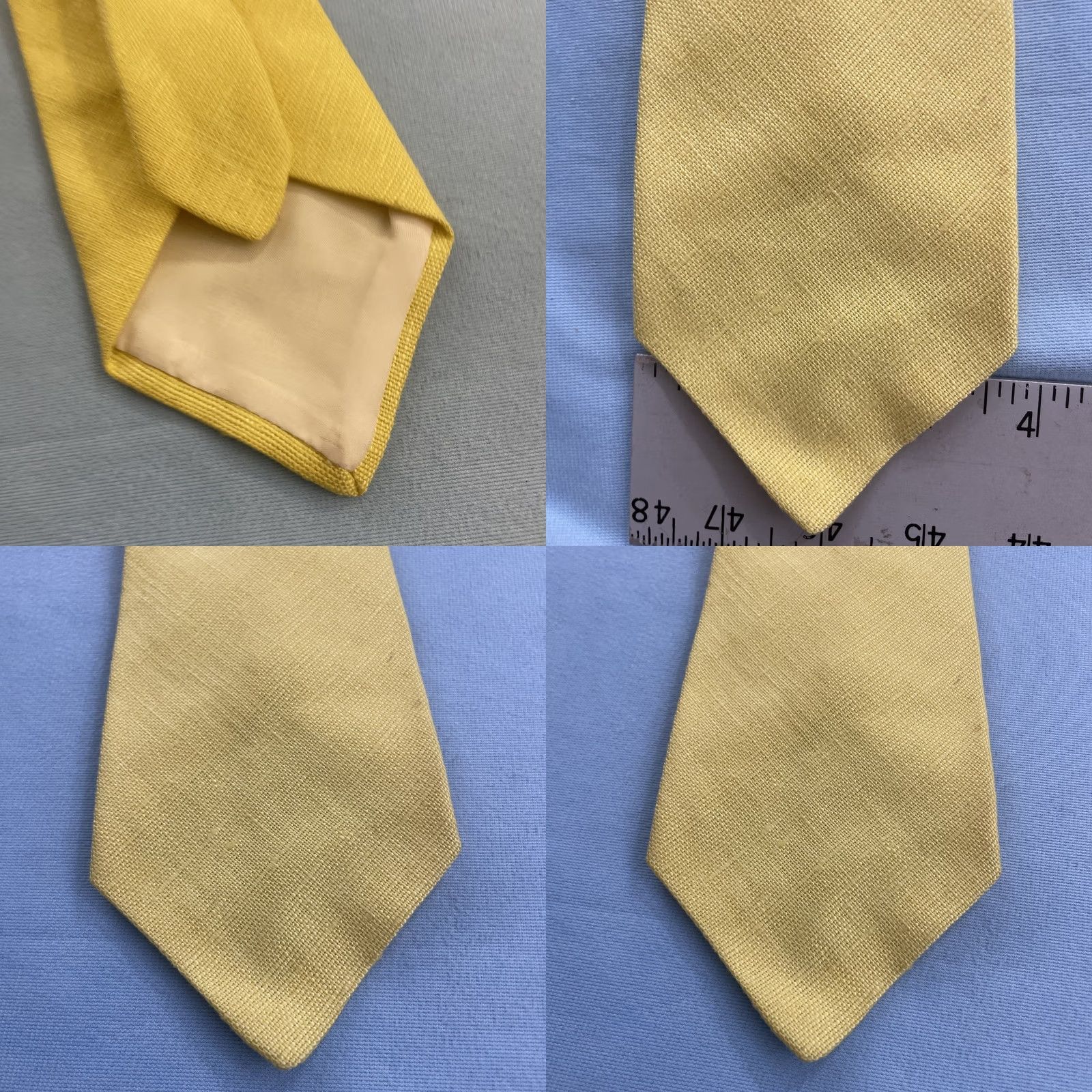 Vintage VINTAGE Rooster Irish Linen Necktie Vtg 70s Woven Tie Textures Solid Yellow 4x56 Capsule Necktie Mens Tie Size ONE SIZE - 8 Thumbnail