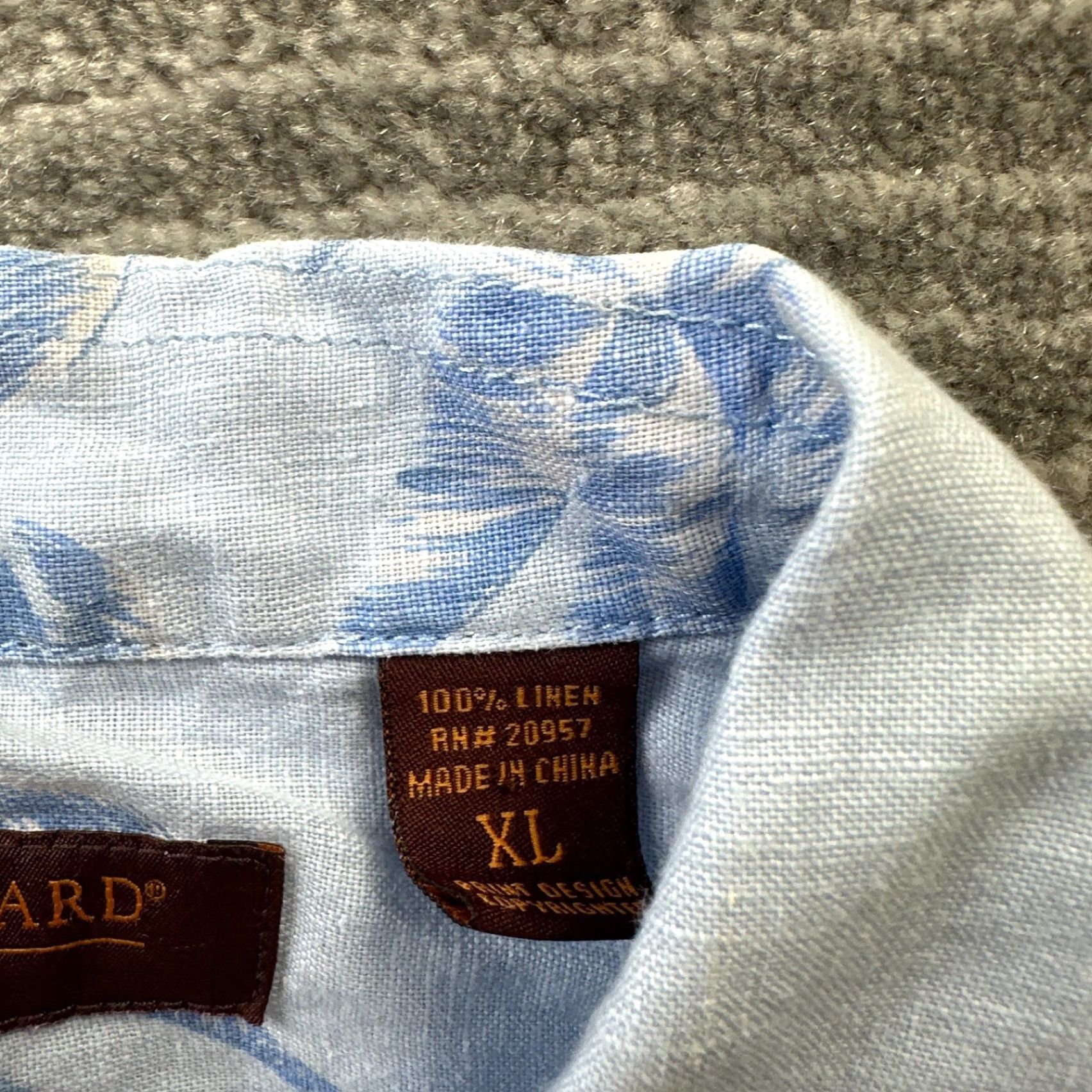 Tori Richard Tori Richard Shirt Mens Extra Large Blue Button Up Linen Camp Size US XL / EU 56 / 4 - 7 Thumbnail