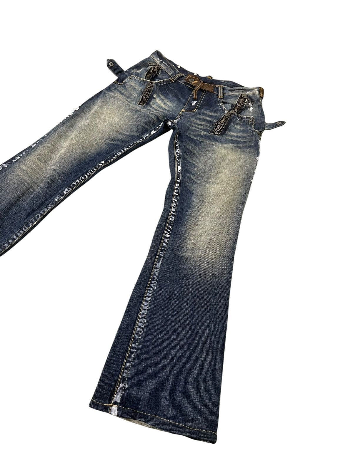 Japanese Brand Flare Jeans Semantic Design Faded Boot Cut 1🟦8 Size US 32 / EU 48 - 3 Thumbnail