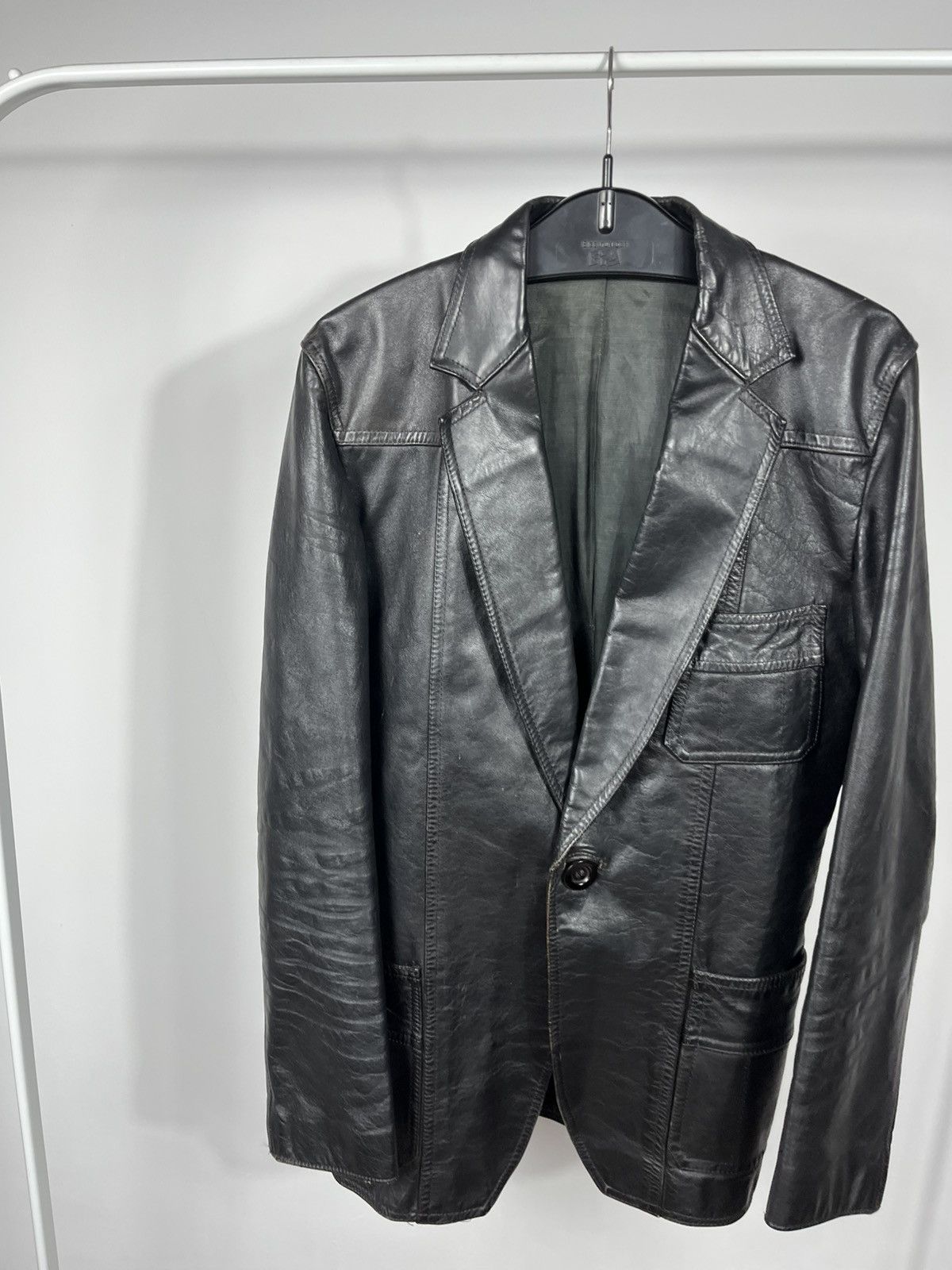 Leather Vintage Leather Blazer Jacket Made in Finland Heavy Coat L Size US S / EU 44-46 / 1 - 2 Thumbnail