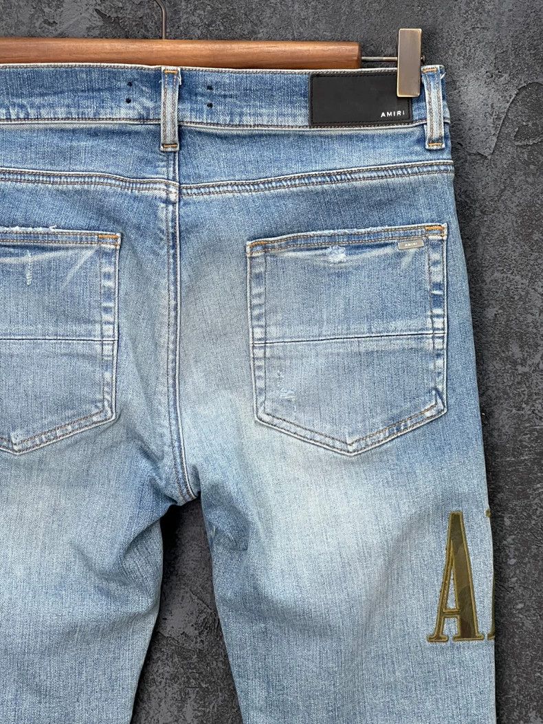 Amiri Amiri logo embroidered destroyed jeans Size US 31 - 6 Thumbnail