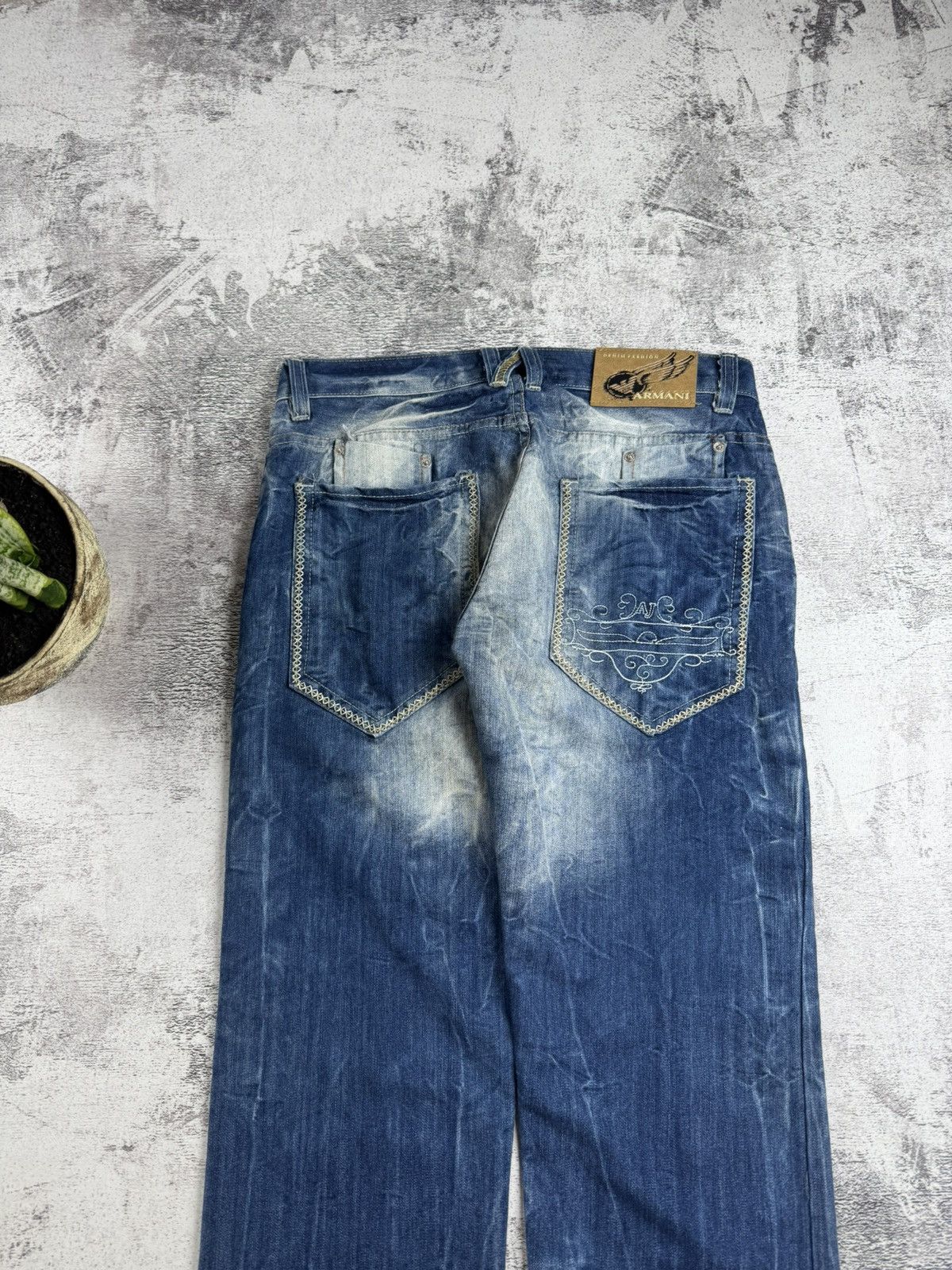 Armani Armani Vintage Faded 33/33 Blue Hip Hop Rap Distressed Jeans Pants Trousers Size US 33 - 7 Thumbnail