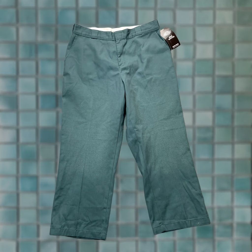 Dickies VINTAGE Dickies Pants Womens 16 Green Urban Outfitters Chino Wide Leg Cotton Workwear Size 38" / US 16 / IT 52 - 1 Thumbnail