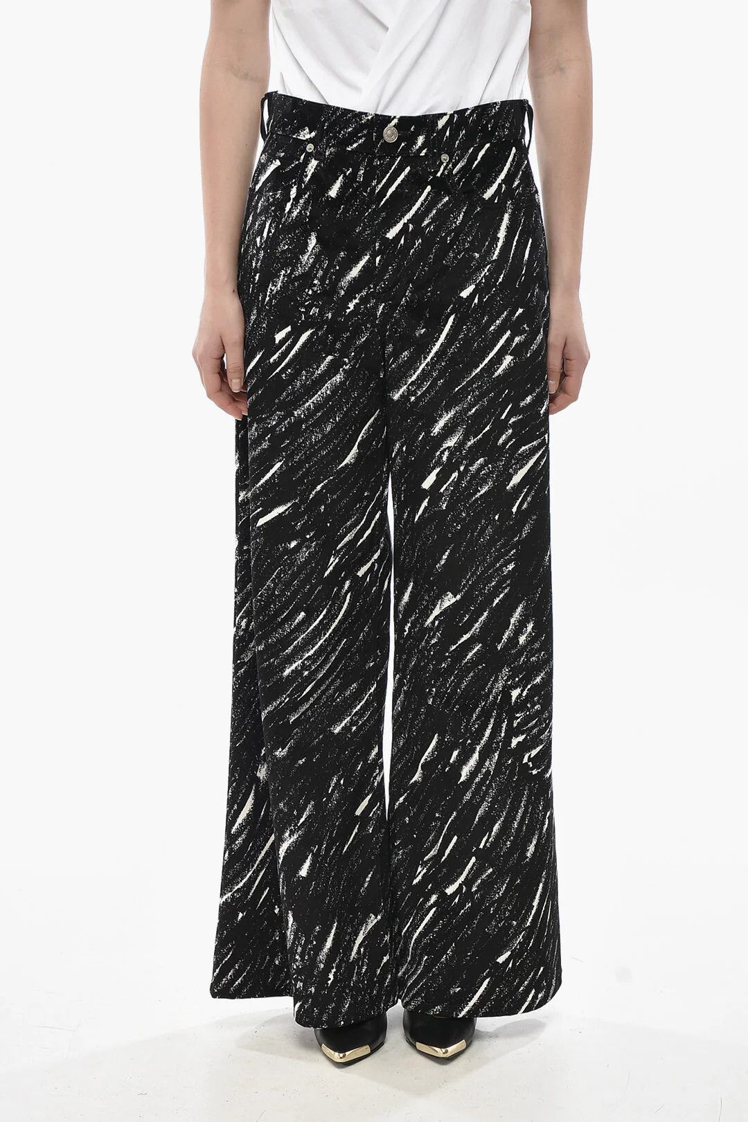 Marni og1mm0326 Flocked Cotton 5-Pocket Pant in Black & White Size 27" / US 4 / IT 40 - 1 Thumbnail