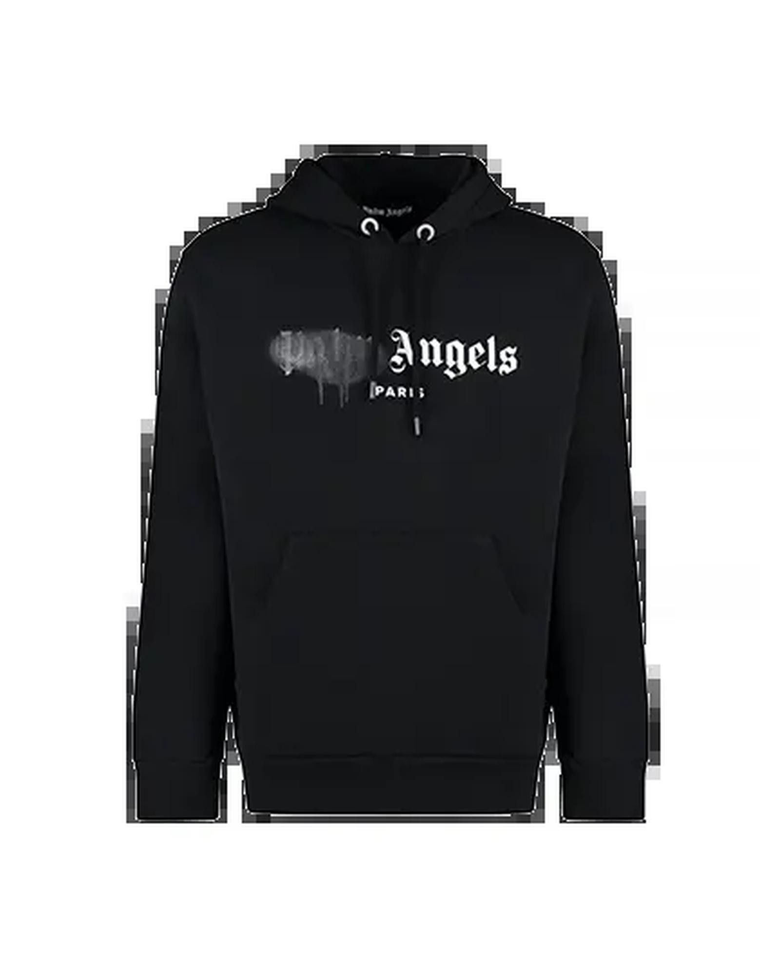 image of Palm Angels Logo Print Hoodie With Removable Hood And Pocket in Black, Men's (Size XL)
