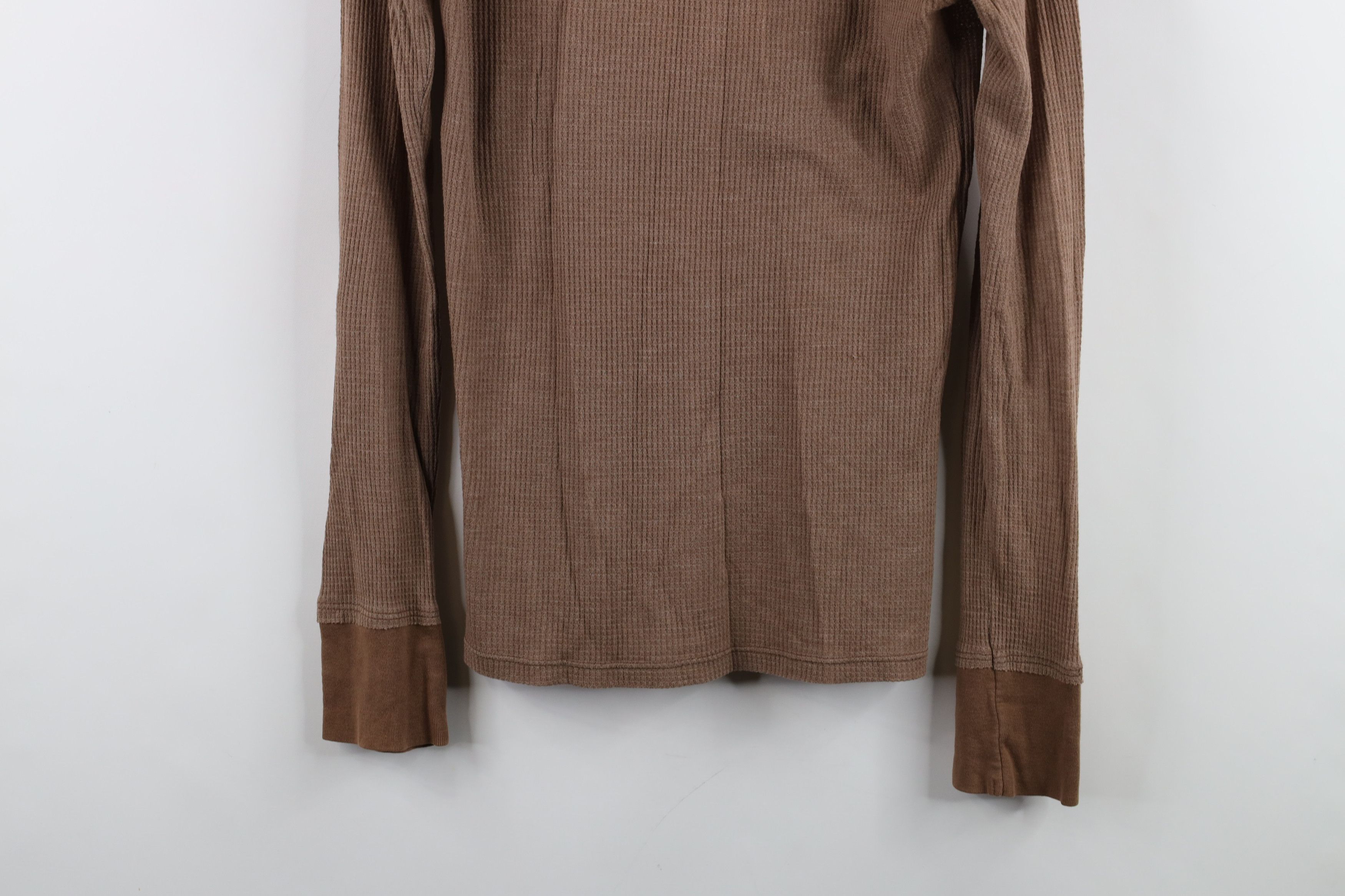 Vintage Vintage 90s Babydoll Thermal Waffle Knit T-Shirt Brown USA Size M / US 6-8 / IT 42-44 - 3 Thumbnail