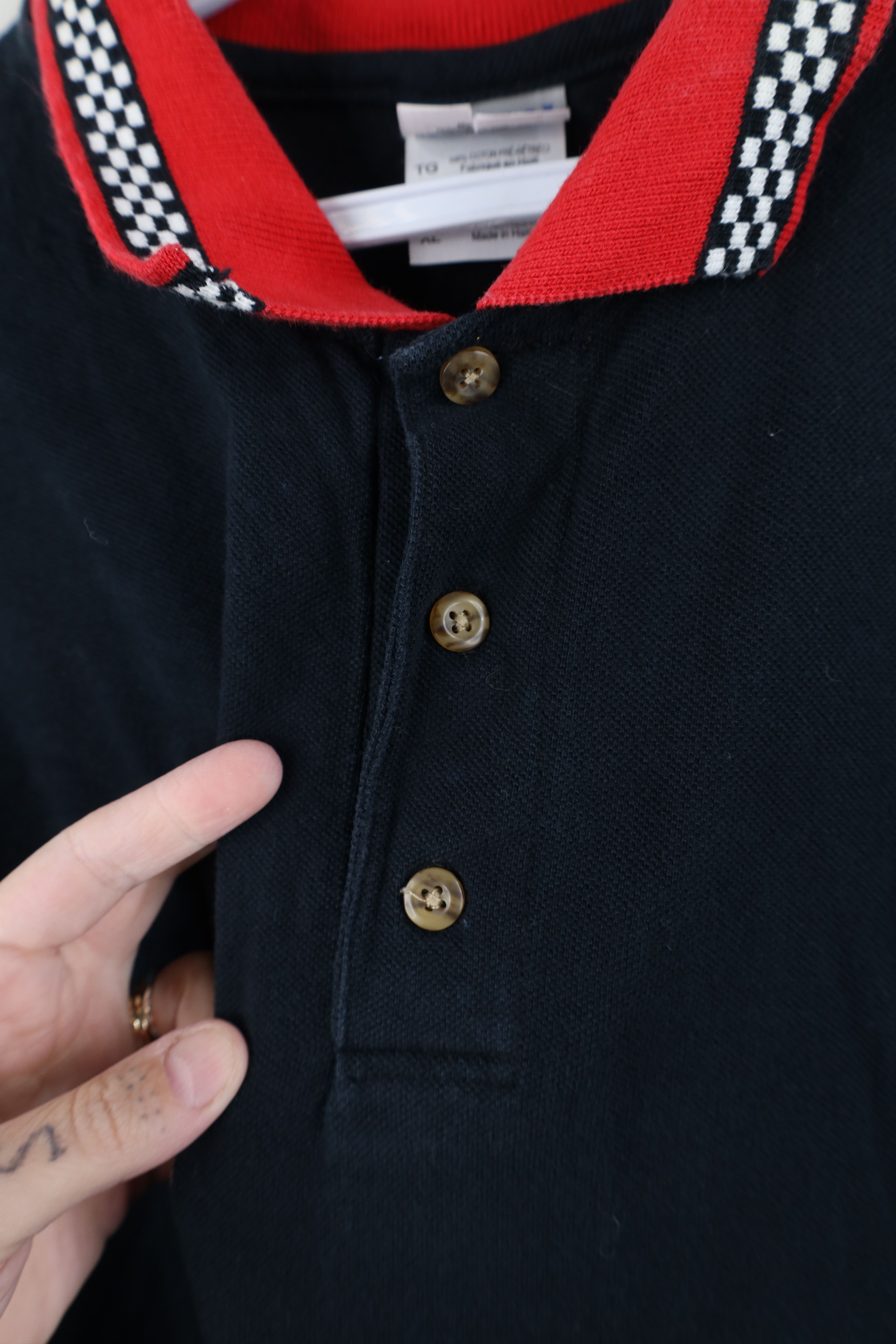 Vintage Vintage 90s Flag Racing Collared Polo Shirt Black Cotton Size US XL / EU 56 / 4 - 5 Thumbnail