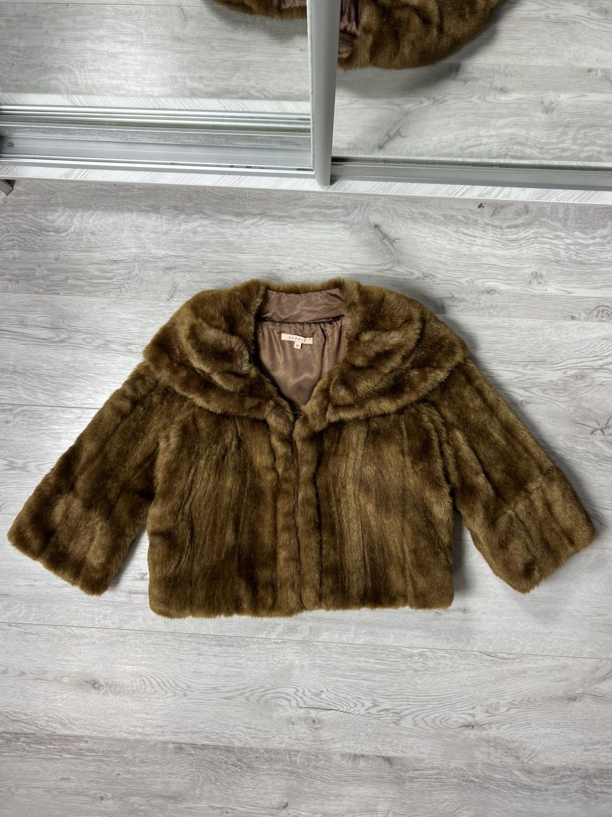 Sandro Sandro Paris Faux Fur Cropped Jacket Brown Short Coat Size M Size M / US 6-8 / IT 42-44 - 1 Thumbnail