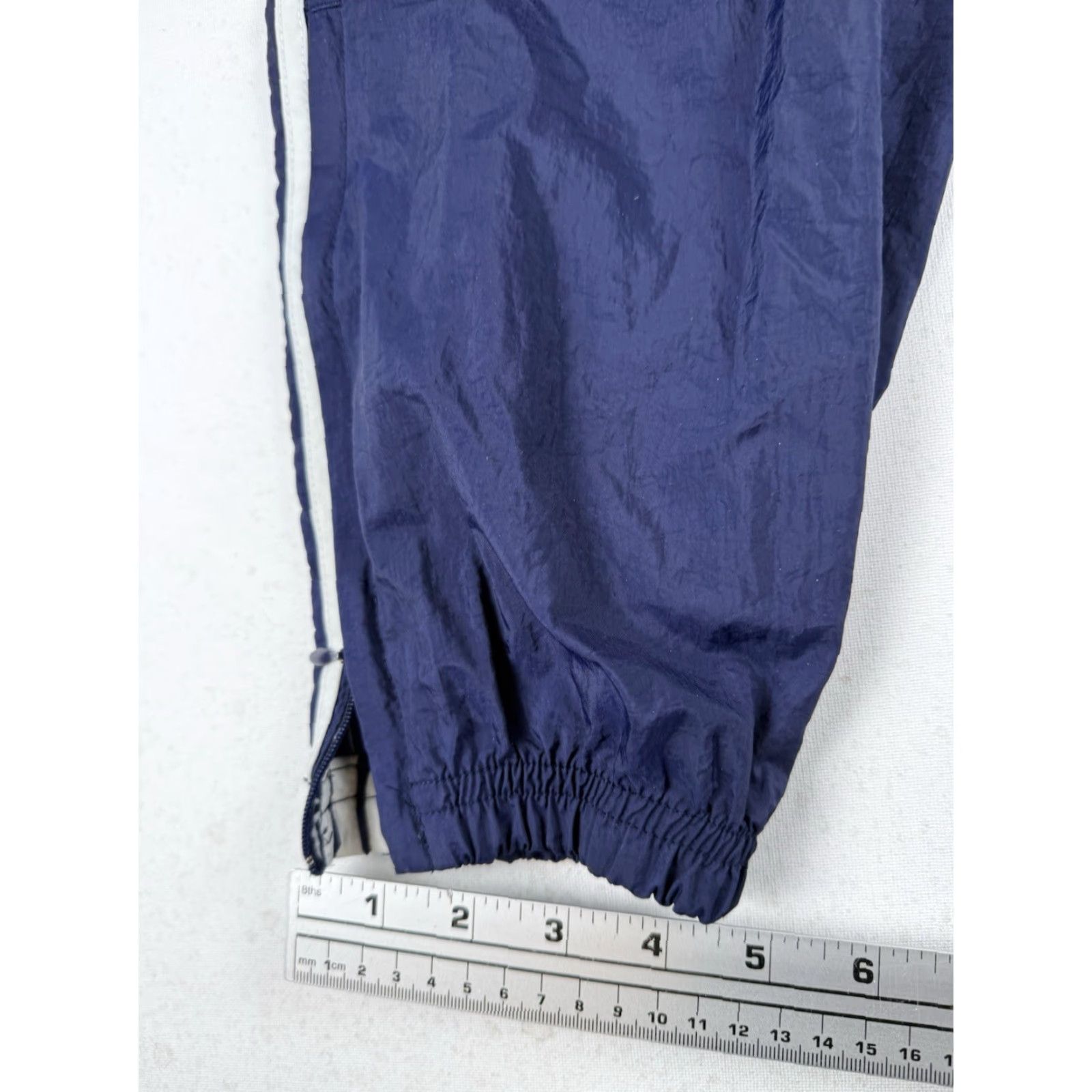 Adidas Adidas Track Pants Mens Medium Navy Blue 90s VTG Nylon Windbreaker Straight Leg Zippered Cuff Elastic Waistband Drawstring Activewear Size US 31 - 7 Thumbnail