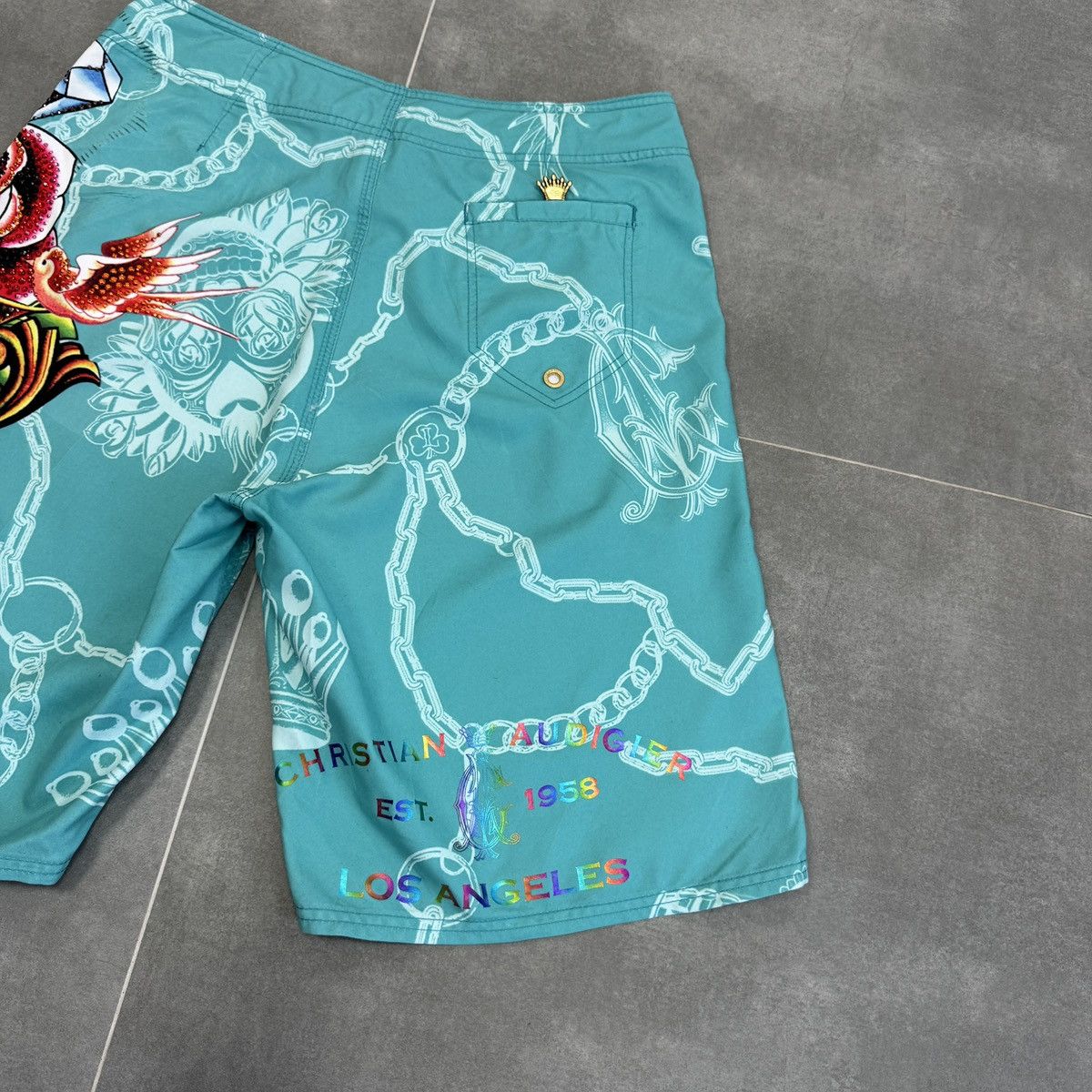 Christian Audigier Christian Audigier Surf Style Tattoo Y2K Board Men Shorts Size US 33 - 20 Thumbnail