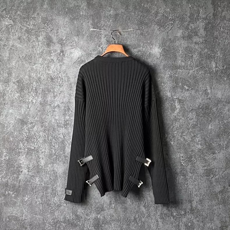 Versace Versace Leather buckles adorn wool crewneck sweaters Size S / US 4 / IT 40 - 2 Thumbnail