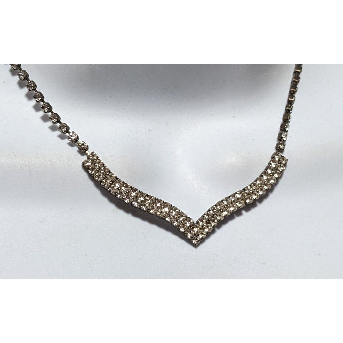 Other Vintage 90s Silver Chevron Rhinestone Necklace Size ONE SIZE - 6 Thumbnail