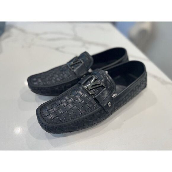 Louis Vuitton Louis Vuitton Monte Carlo Loafers in Woven Black Leather Siz Size US 10 / EU 43 - 1 Thumbnail