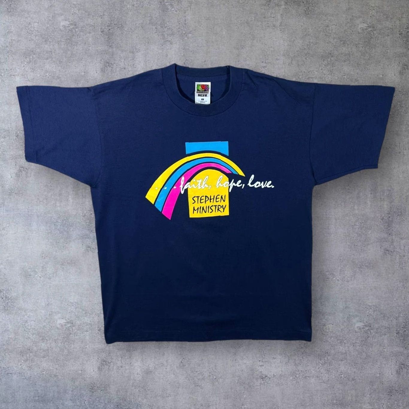 Fruit Of The Loom VINTAGE Stephen Ministry “Faith, Hope, Love” T-Shirt Mens Large Navy Blue Graphic 90s Short Sleeve Cotton Regular Size L Size US L / EU 52-54 / 3 - 2 Thumbnail