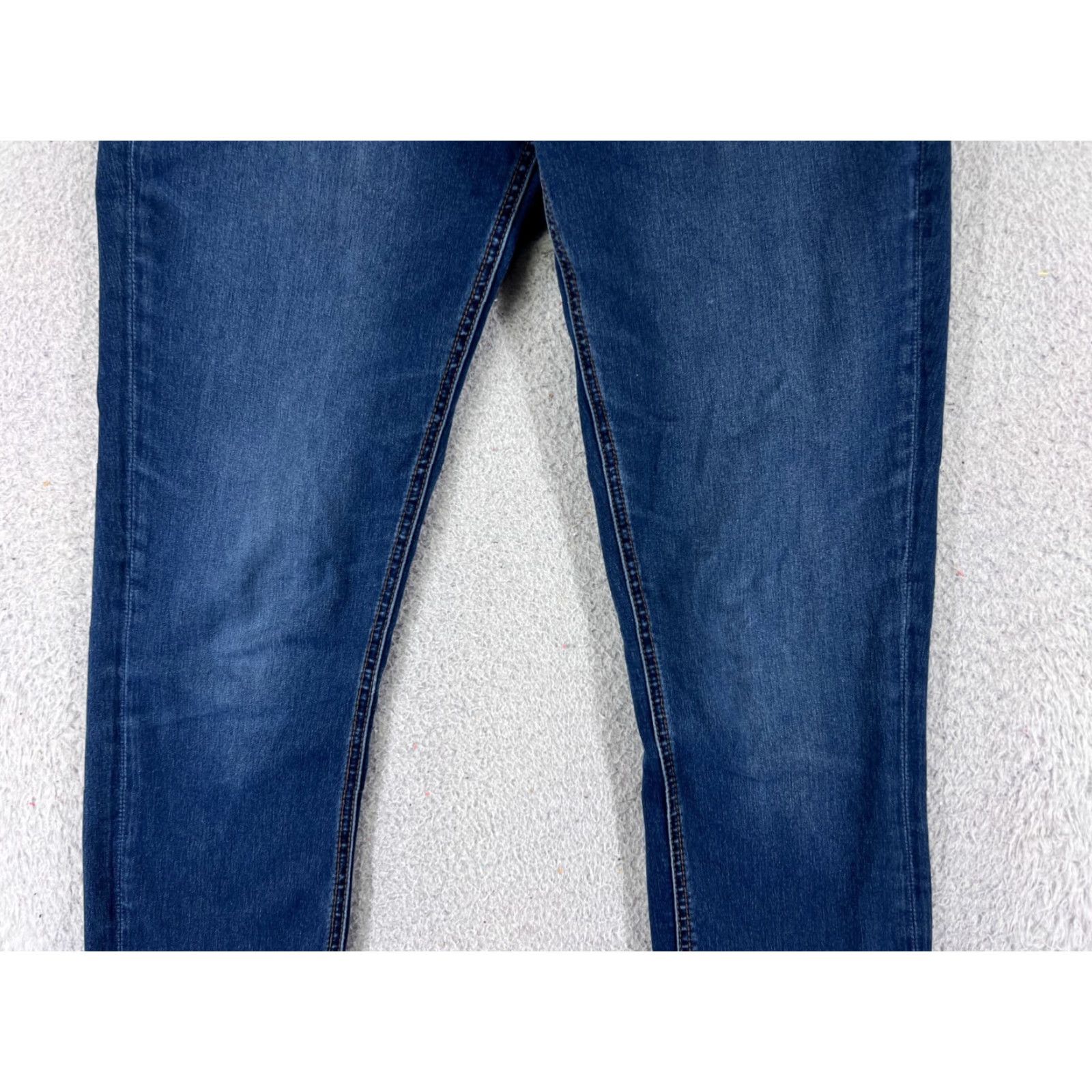 Vintage Seven7 Jeans Women Skinny Fit Denim Blue Dark Wash 28x28 Low Rise Stretch 6 5-Pocket Button Embroidered Logo Regular Inseam 28 in Cotton Size 28" / US 6 / IT 42 - 3 Thumbnail
