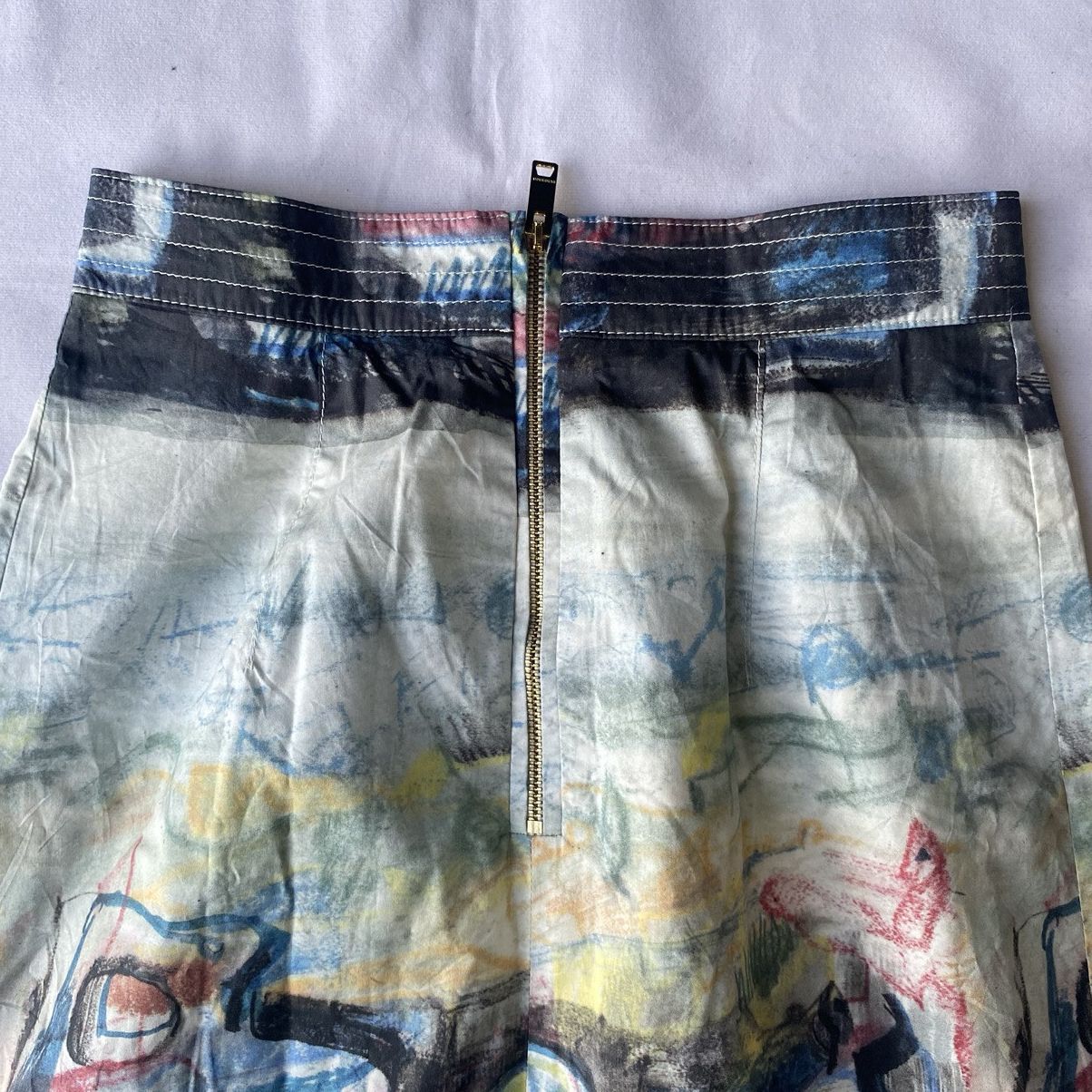 Burberry × Designer Artistic Abstract Printed Burberry A-Line Midi Skirt Size 26" / US 2 / IT 38 - 7 Thumbnail