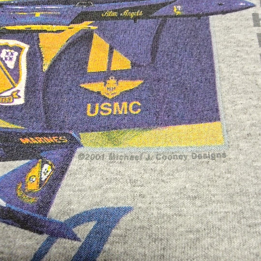 Gildan Vintage Blue Angels USMC M Gray Bulldog Military T-Shirt Y2K Size US M / EU 48-50 / 2 - 3 Thumbnail