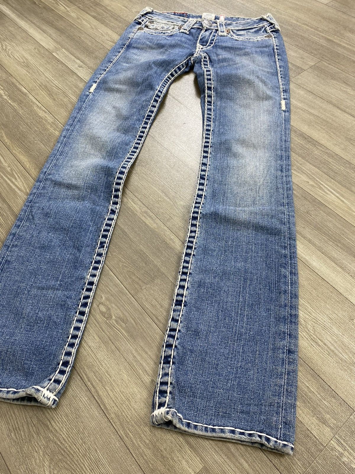 True Religion 2000s True Relligion Billy Super T Slim Straight Jeans Size US 26 / EU 42 - 3 Thumbnail