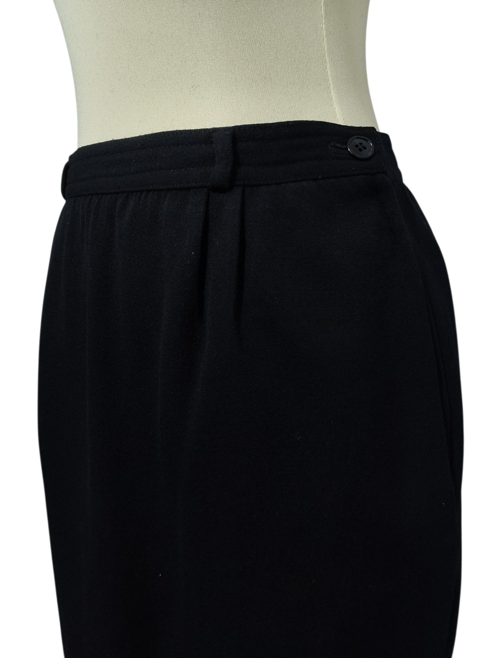 Valentino 💥90s Valentino Garavani Miss V Black Wool Midi Skirt Size 28" / US 6 / IT 42 - 3 Thumbnail