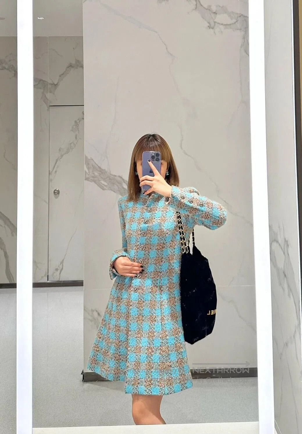 Chanel Chanel 22K Blue Tweed Stand Collar Jacket. Size XXS / US 00 / IT 34 - 9 Thumbnail