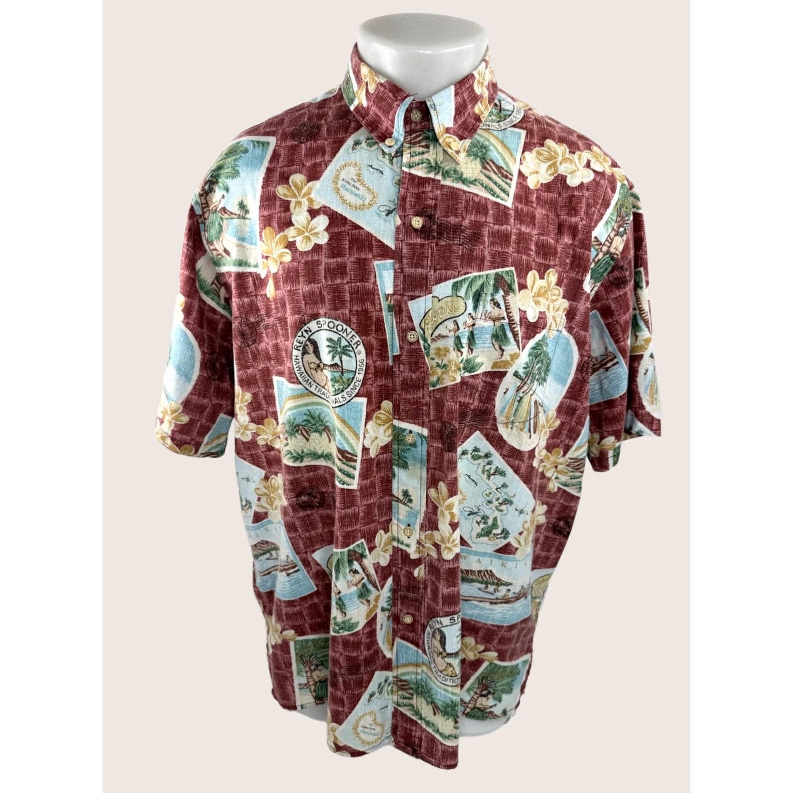 Reyn Spooner REYN SPOONER Shirt Hawaiian HULA GIRL Aloha Mens XL Multicolor Short Sleeve Button-Up EXCELLENT Size US XL / EU 56 / 4 - 1 Thumbnail