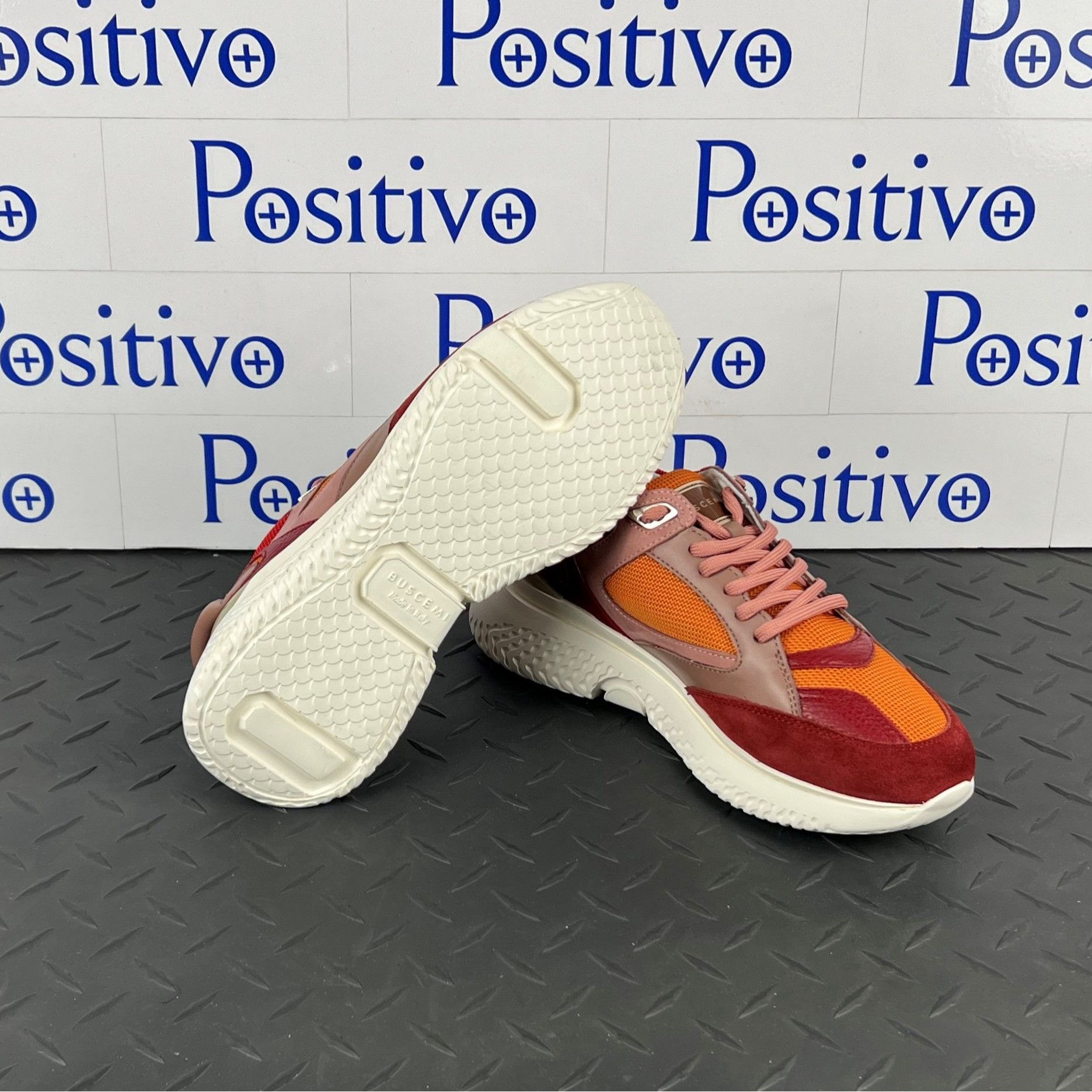 Buscemi Veloce Scarlet/Orange Leather Sneakers US SAMPLE