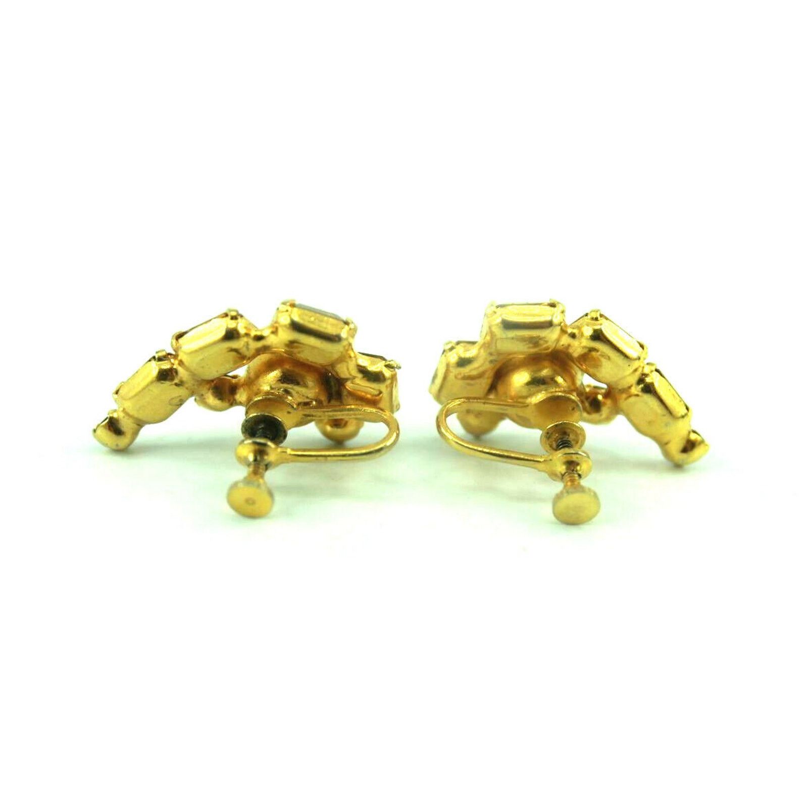 Other Vintage Topaz Rhinestone Earrings Set In Goldtone Screw Back Size ONE SIZE - 3 Thumbnail