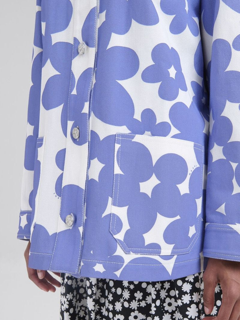 Marni o1f1d3z0326 Dillies Print Gabardine Chore Jacket Blue/White Size XL / US 12-14 / IT 48-50 - 5 Thumbnail