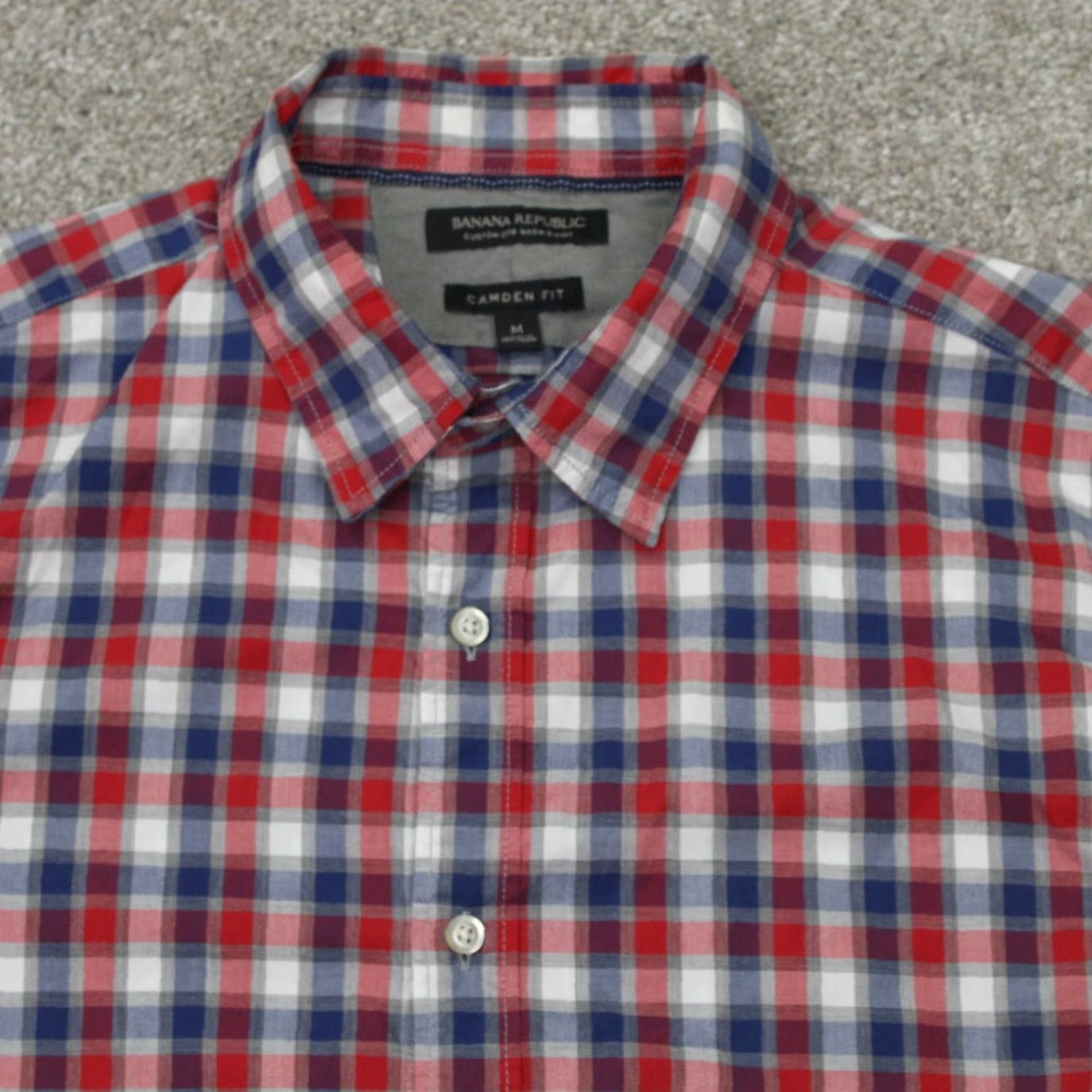 Banana Republic Banana Republic Camden Fit Shirt Mens Medium Red/Blue Plaid Button-Up, 100% Cotton, Button Front, Long Sleeve, Regular Fit Size US M / EU 48-50 / 2 - 6 Thumbnail