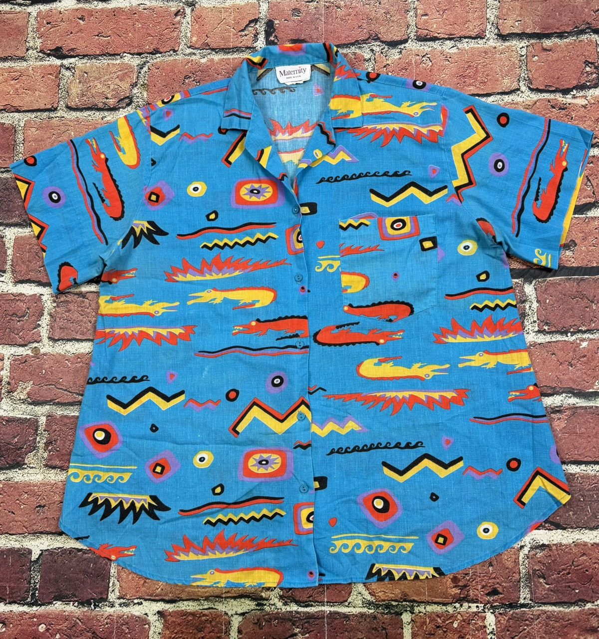 Other Vintage Abstract AOP Shirt Maternity Surf Button Up 80s 90s Size M / US 6-8 / IT 42-44 - 1 Thumbnail
