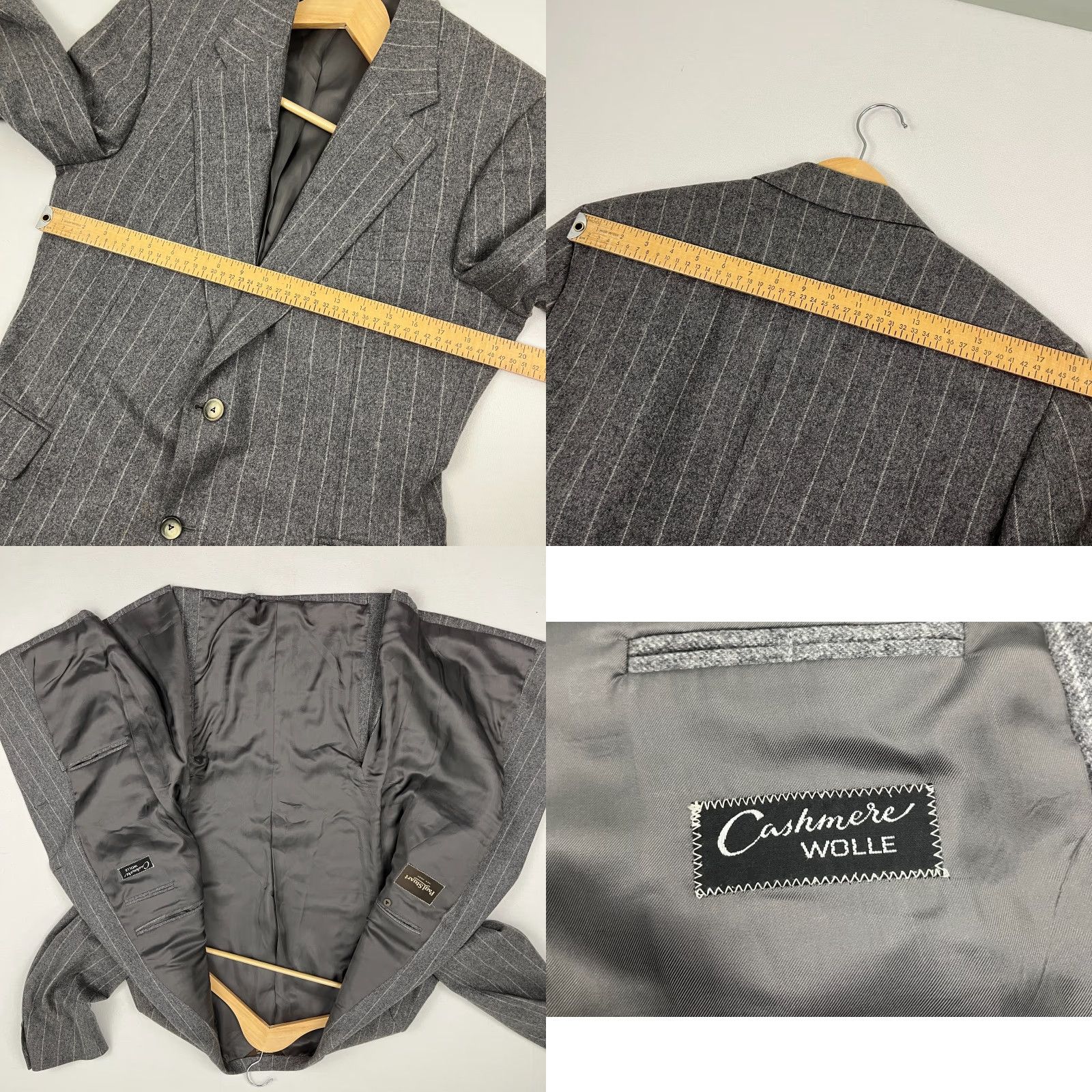 Paul Stuart Paul Stuart Blazer Jacket Mens 40R Wool Cashmere Gray Chalk Stripe 2-Button Vintage No N/A Size 40R - 8 Thumbnail