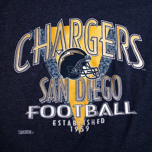 NFL × Trench USA × Vintage Vintage 90s Trench San Diego Chargers Striped T-Shirt Size US L / EU 52-54 / 3 - 1 Thumbnail