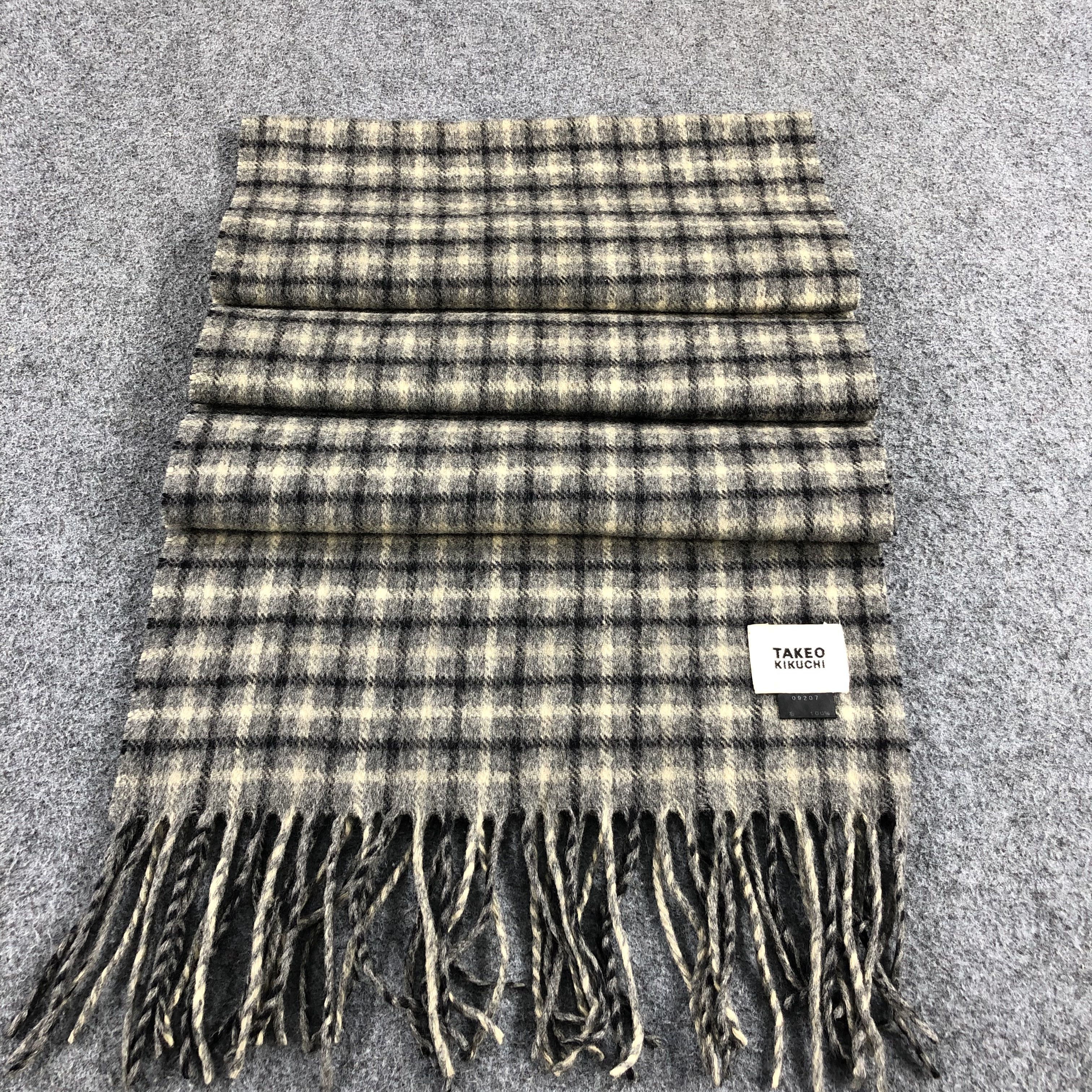 Takeo Kikuchi Takeo Kikuchi Gingham Wool Scarf Muffler V808 Size ONE SIZE - 2 Thumbnail