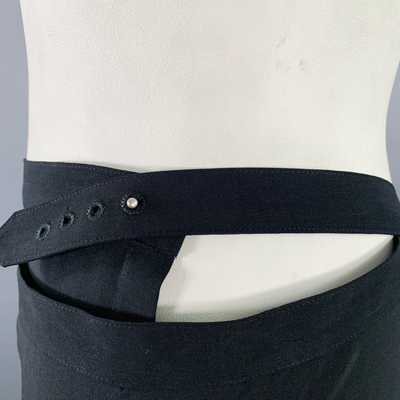 Jean Paul Gaultier JEAN PAUL GAULTIER Size XL Black Wool Silk Wrap Around Skirt Size 38" / US 16 / IT 52 - 4 Thumbnail