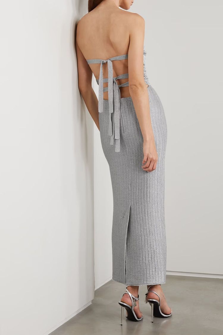 Tom Ford o1y0126 Midi Dress in Gray Size XS / US 0-2 / IT 36-38 - 3 Thumbnail