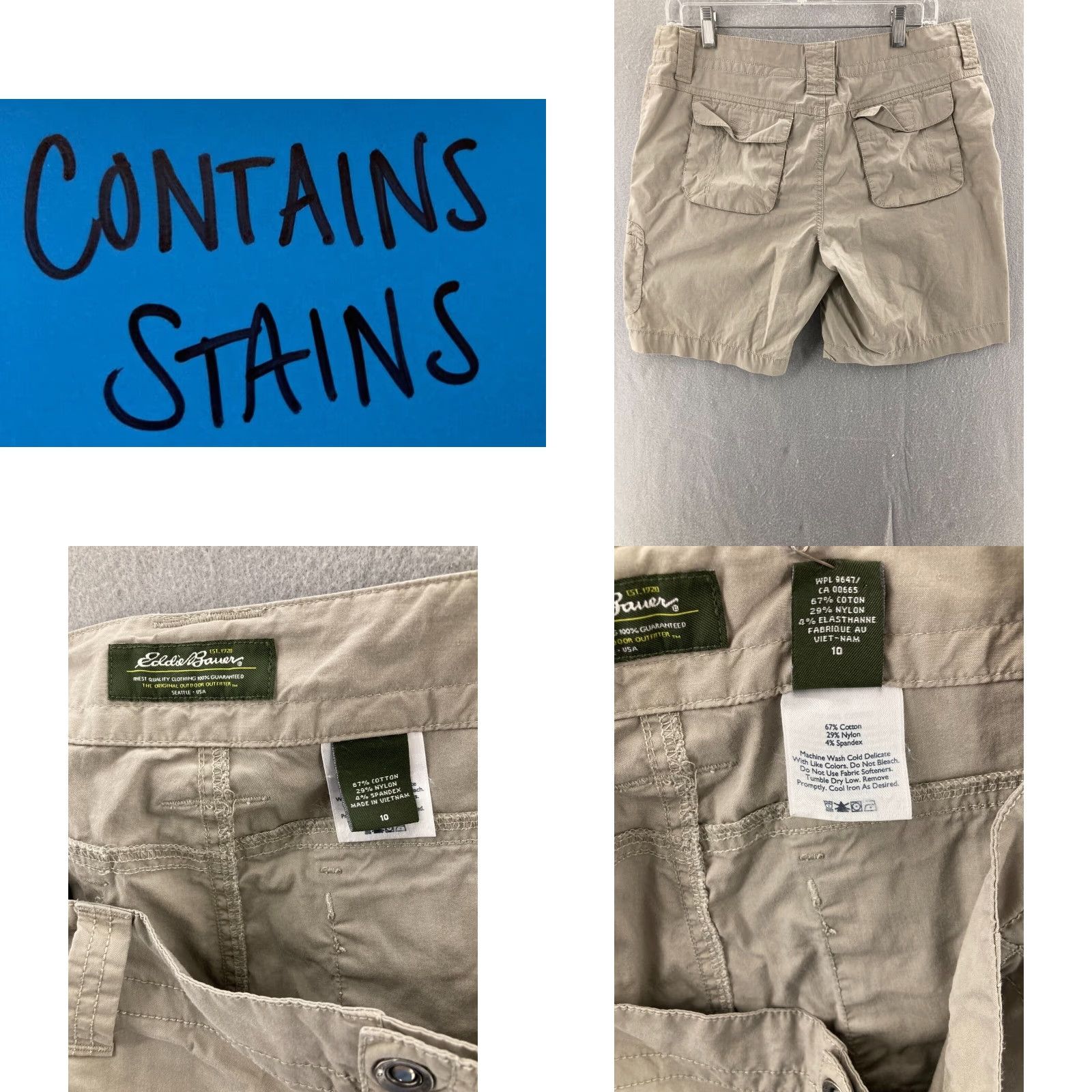 Eddie Bauer Eddie Bauer Shorts Womens 10 Beige Fit Hiking Cargo Canvas Cargo Shorts Women 10 Beige Hiking Workwear Pockets Regular Size 32" / US 10 / IT 46 - 8 Thumbnail