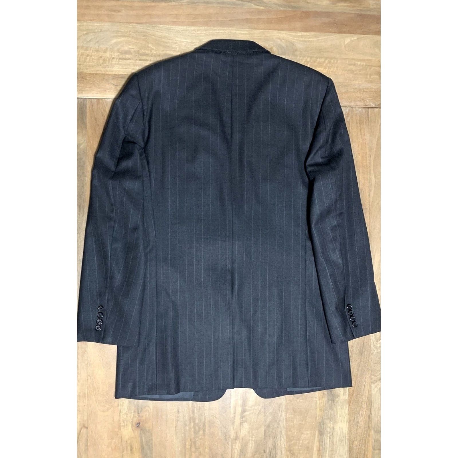 Madison Hickey Freeman Loro Piano Super 130s 42L Pinstripe Madison Blazer Sport Coat Set: Men's Wool Gray Long One-Vented Single-Breasted Two-Button Size 42R - 2 Thumbnail
