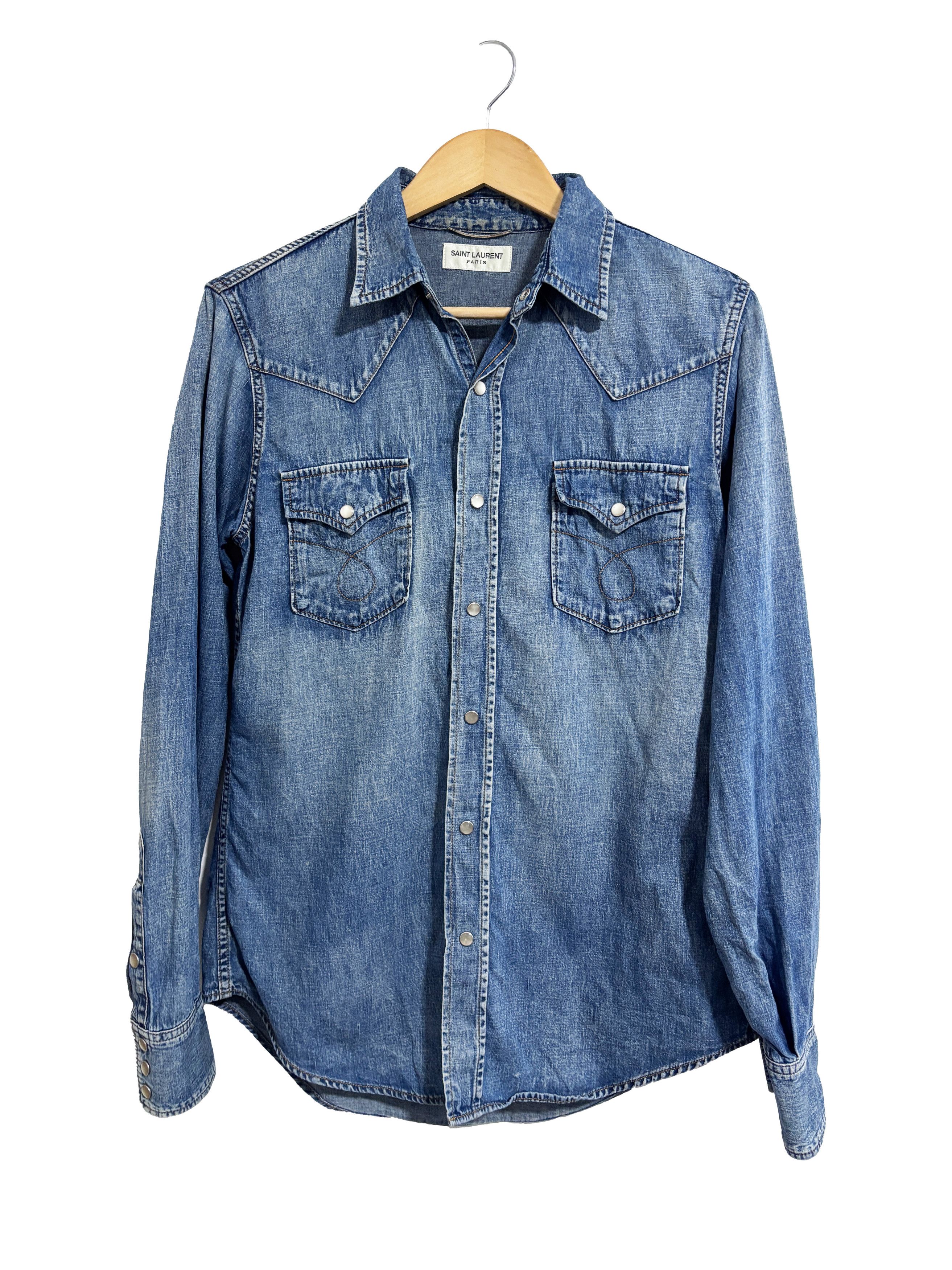 Saint Laurent Paris Saint Laurent Paris 15AW Blue Western Denim Shirt Size US S / EU 44-46 / 1 - 1 Thumbnail